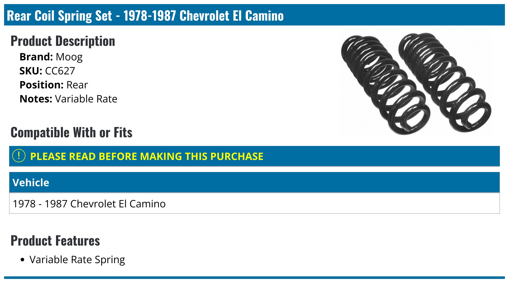 MOOG 81069 Coil Spring Set for Chevrolet Tahoe