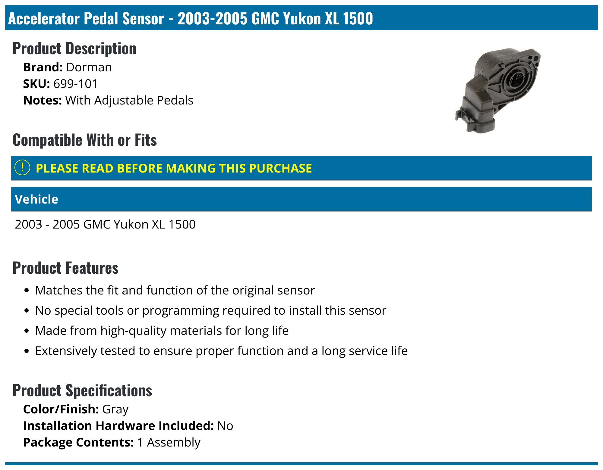 Standard APK101 - Accelerator Pedal Position Sensor