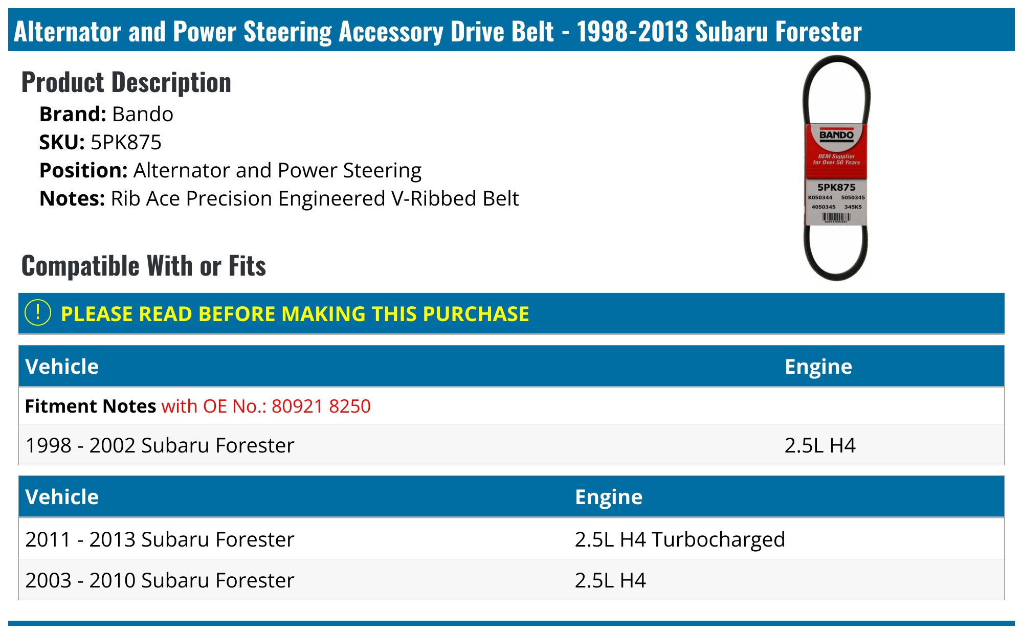 D&D 5PK860 Replacement Belt fits MITSUBISHI MOTORS