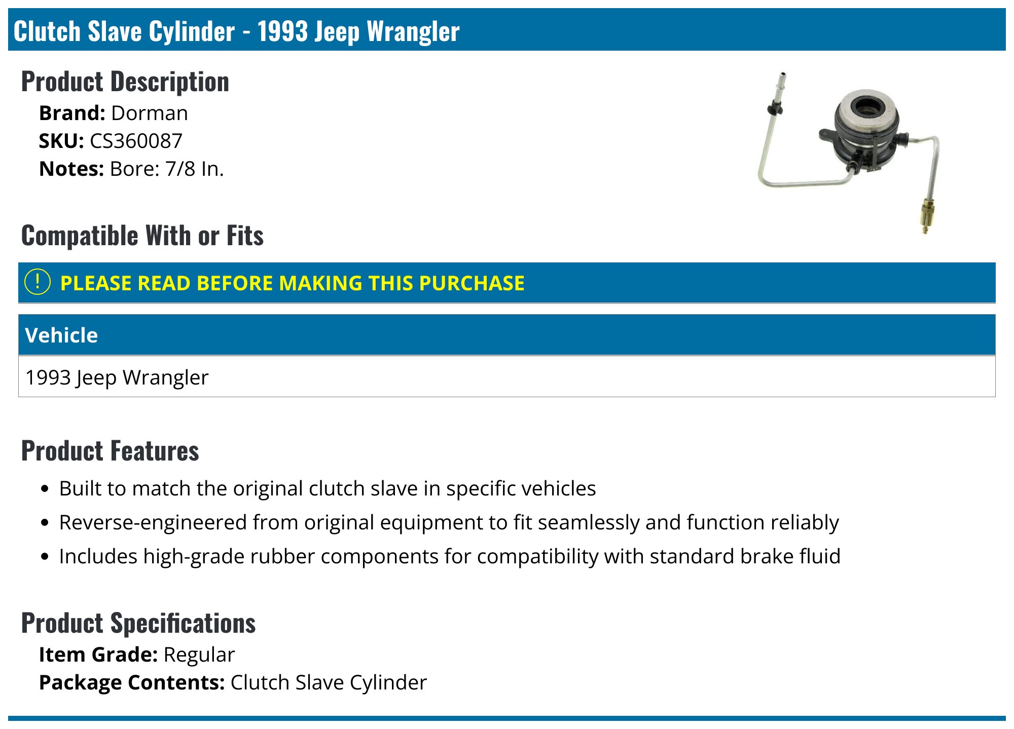 Jeep Wrangler Clutch Slave Cylinder