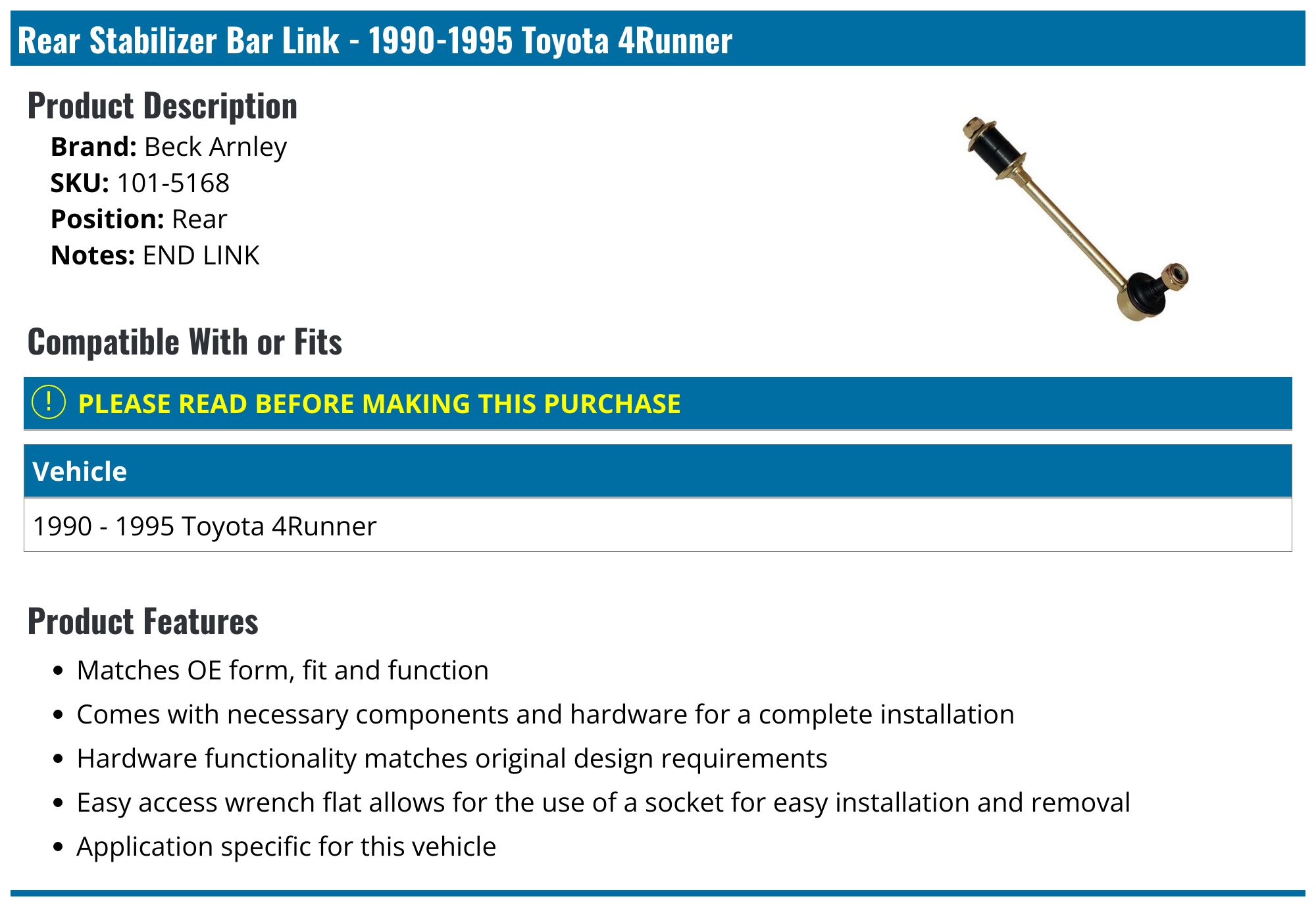 PROTHANE 181110 Prothane 90-95 Toyota 4Runner 4wd Rear Sway Bar Bushings - 18mm