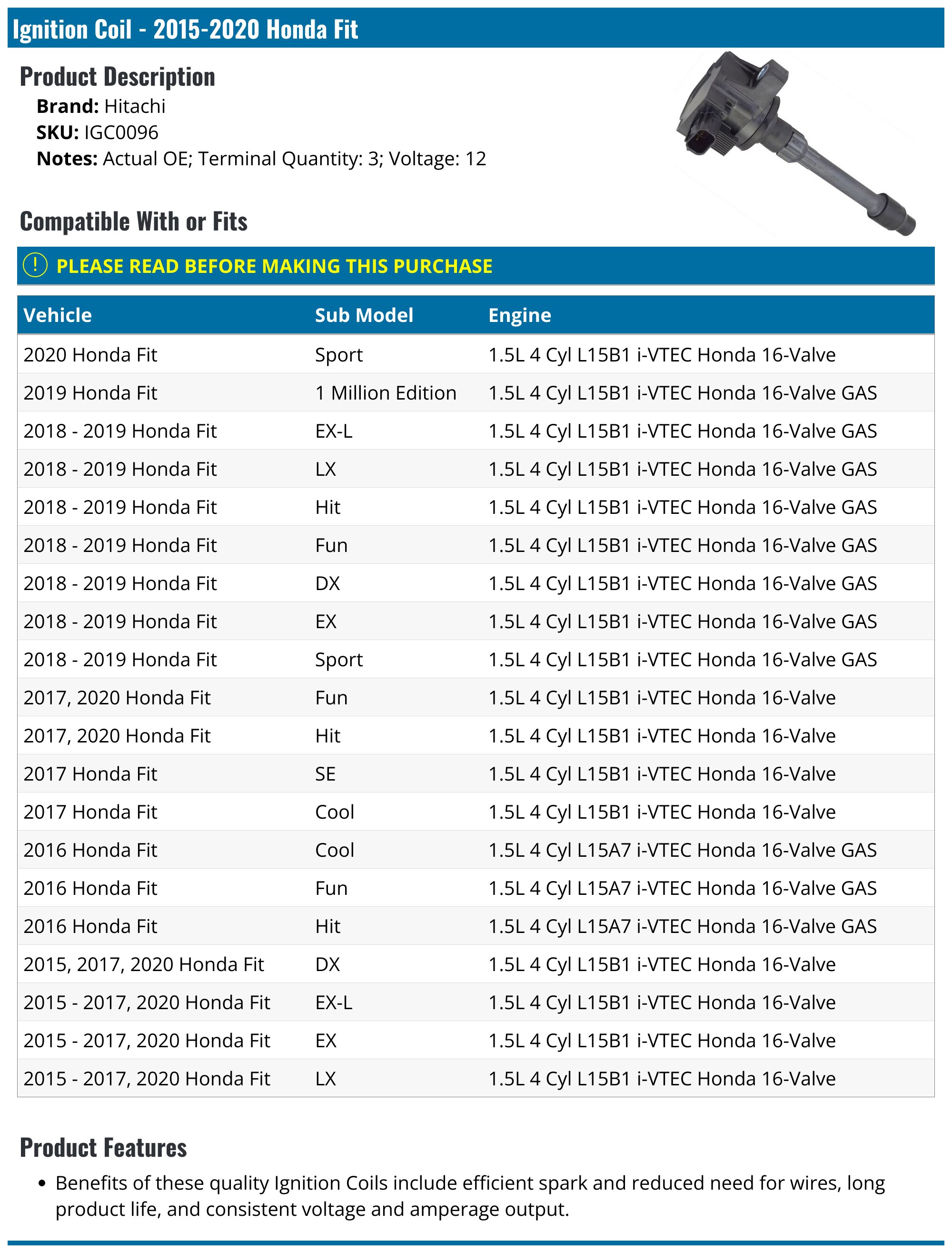 Ignition Coils & Iridium Spark Plugs Kit For Honda FIT 2015-2018 L4 1.5L (Also Fits Civic 2.0L)