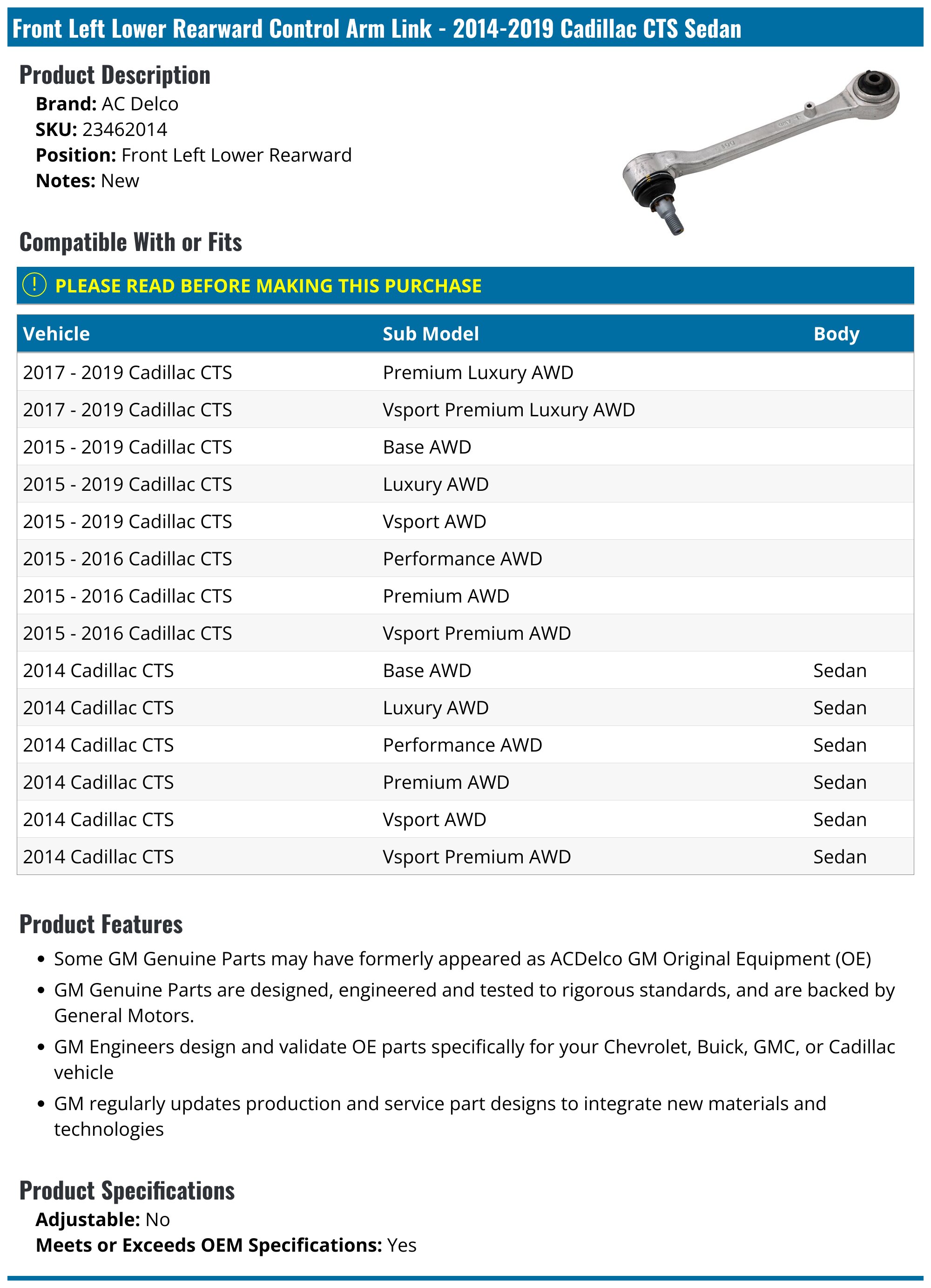 Cadillac CTS Parts & Accessories - OEM & Aftermarket | Parts Geek