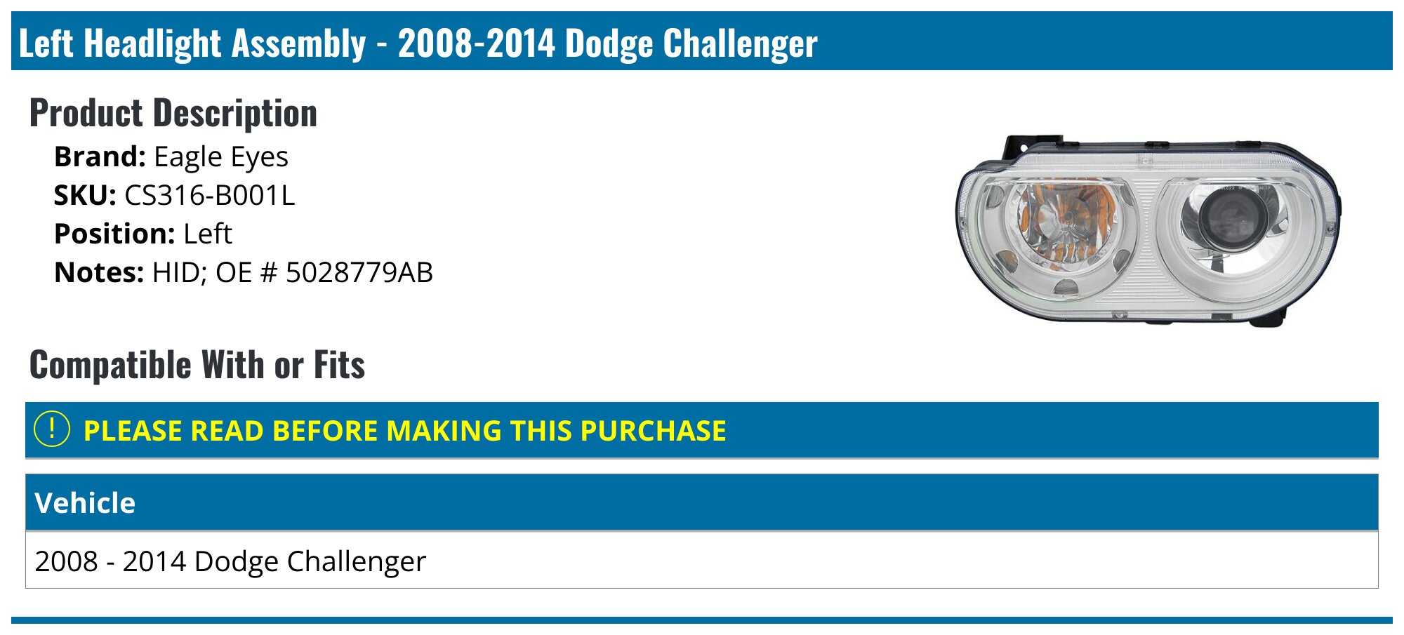 Black Headlight Bezel Set (Left & Right) For Dodge Challenger 2008-2014 – Tim-auto