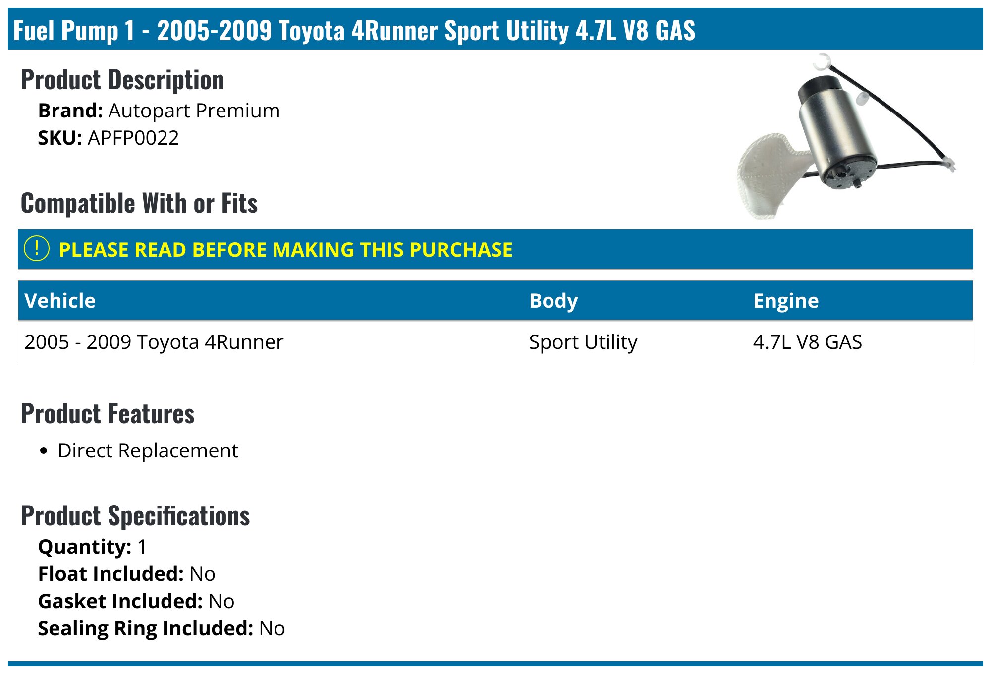 ABS Material Fuel Filter for Toyota For 4Runner 05 09 and For Yaris 06