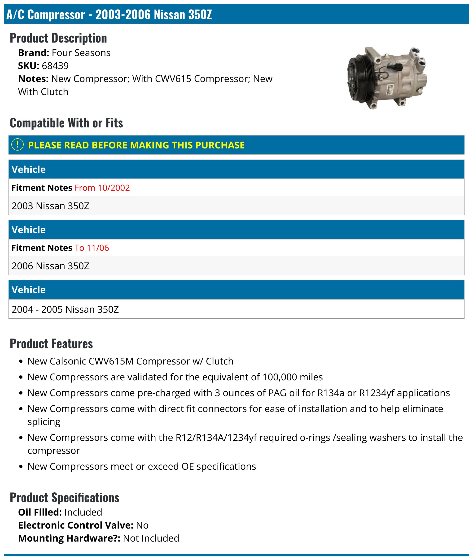 A/C Compressor Clutch Kit For Nissan Murano 2003-2009 & Nissan Quest – 3.5L, 6 Groove Pulley