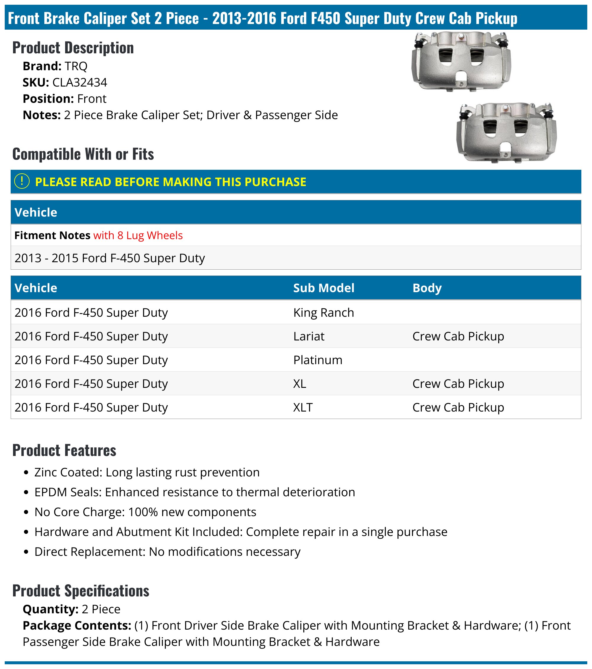 PowerStop Caliper Kit | 2005–2016 Ford F-450 Super Duty (MDCK5965) main image 1