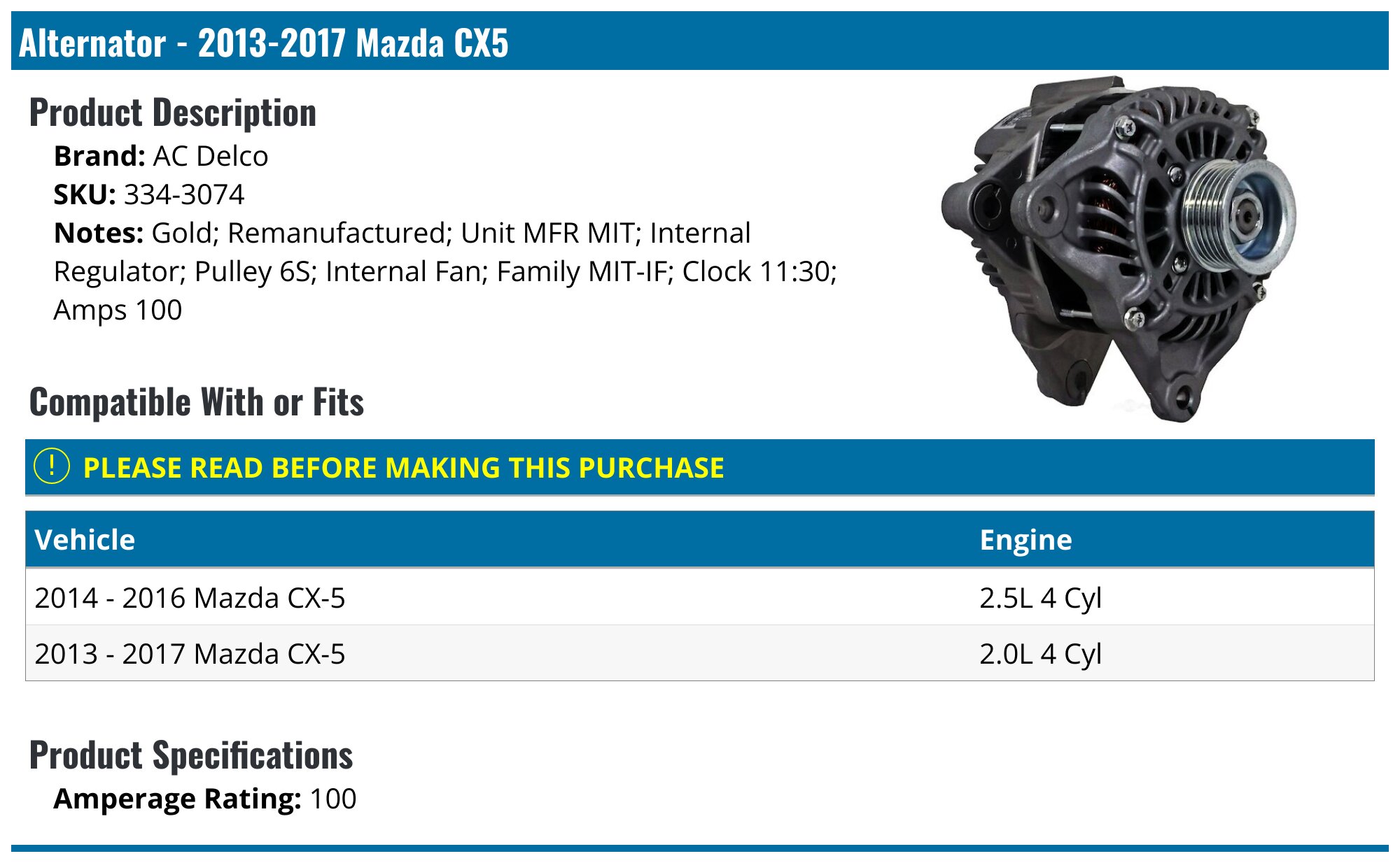 Reman AC Compressor For Mazda CX-5 2013-2018 2.0L/2.5L – L&S LS00197384