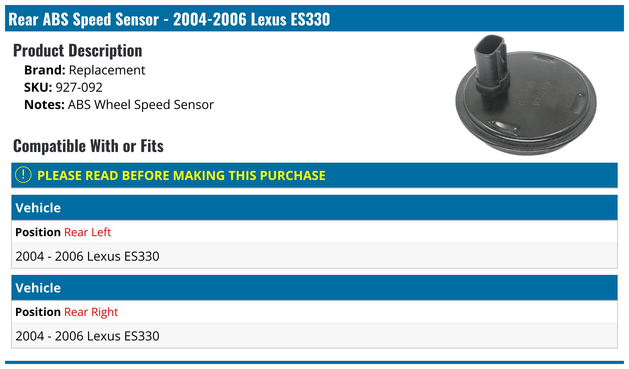 ISUMO 4-Piece ABS Wheel Speed Sensor Set Front & Rear For Lexus ES300 ES330 Toyota Camry Solara, ALS663