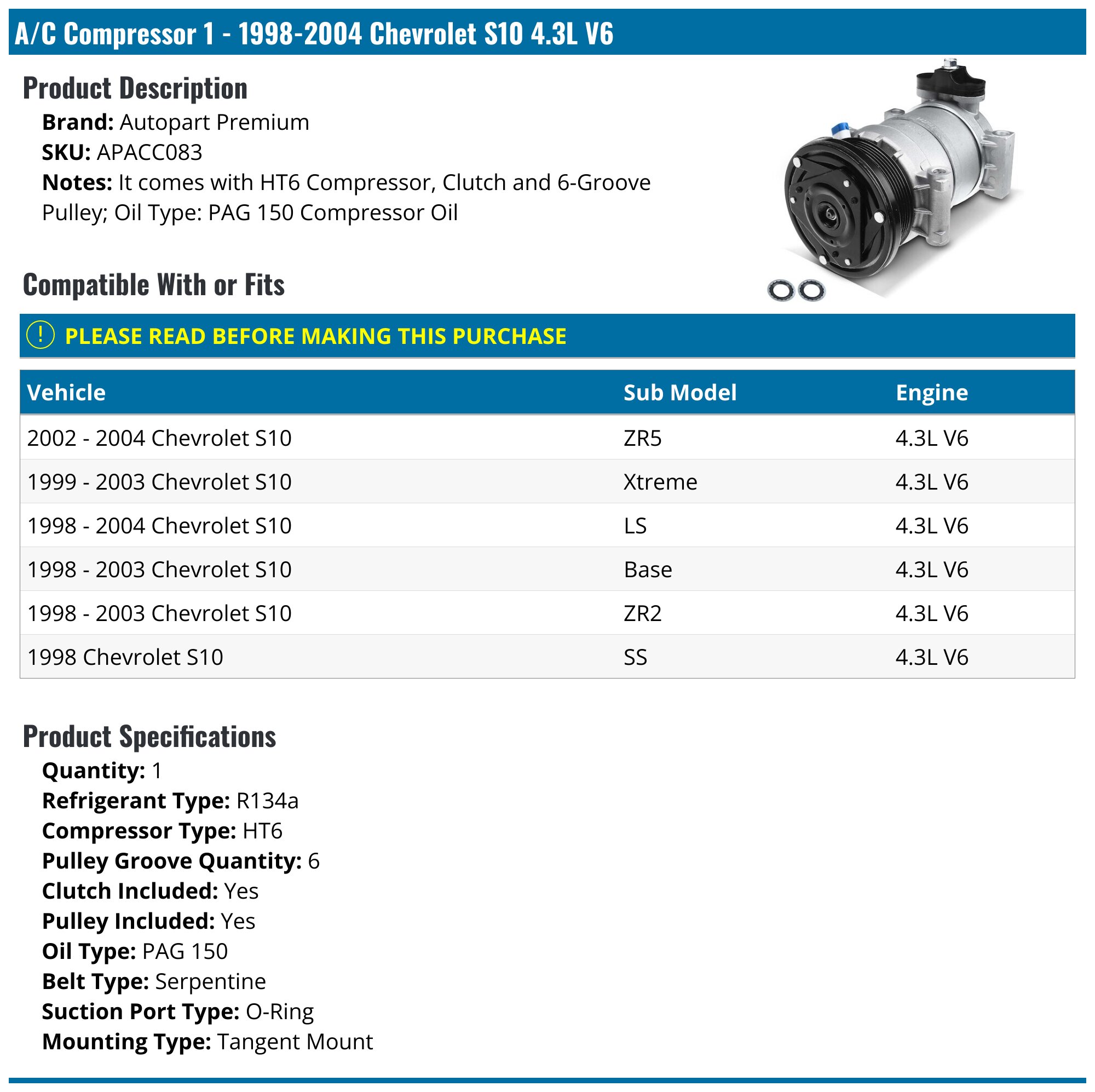 AC Compressor - Air Conditioning Compressor Cars and Trucks
