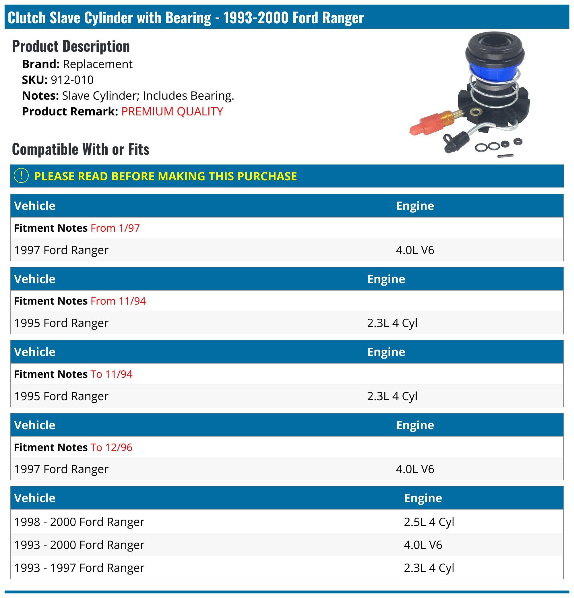 19932000 Ford Ranger Clutch Slave Cylinder Replacement 912010