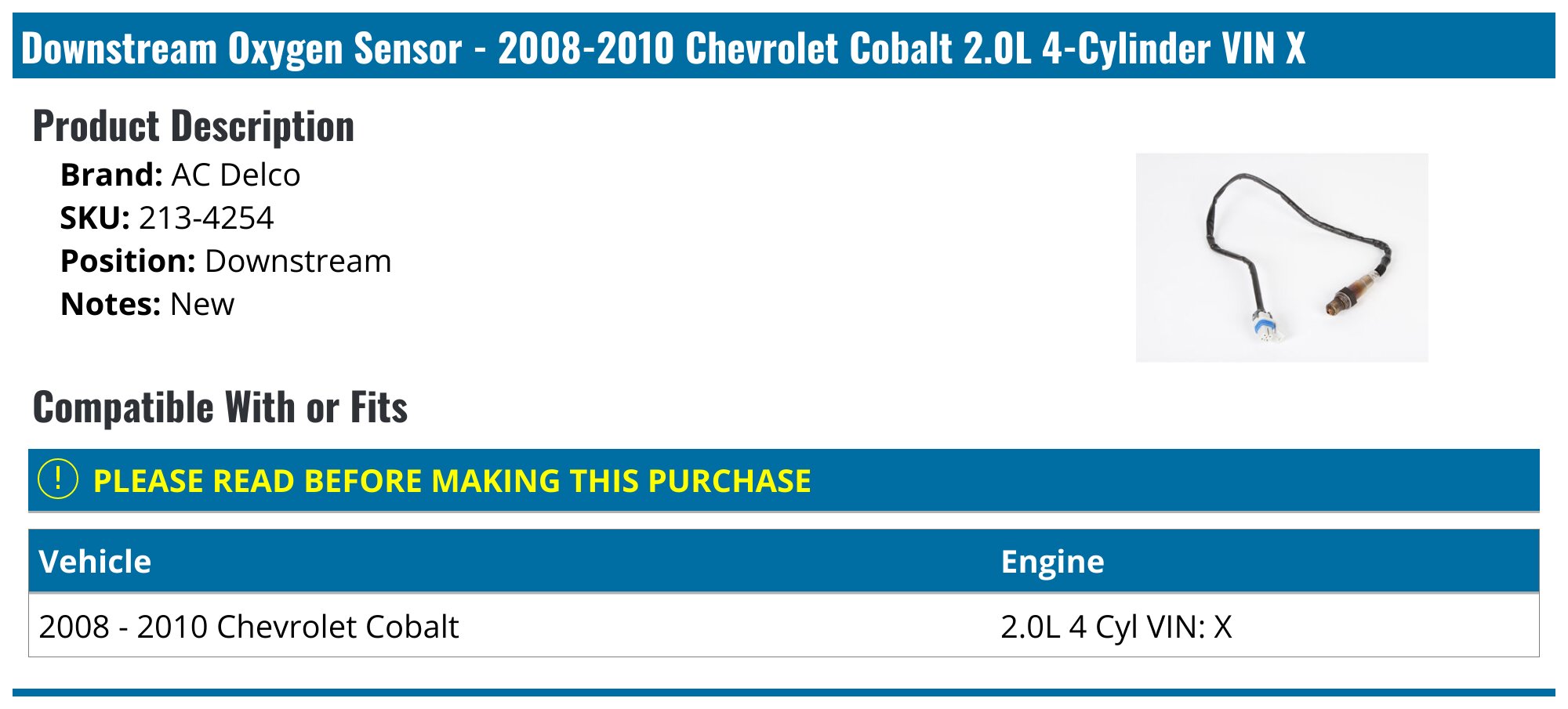 Bosch Oxygen Sensor 15897 – For Chevy Cobalt, HHR, Pontiac G5 – Direct Fit, Bulk No Box