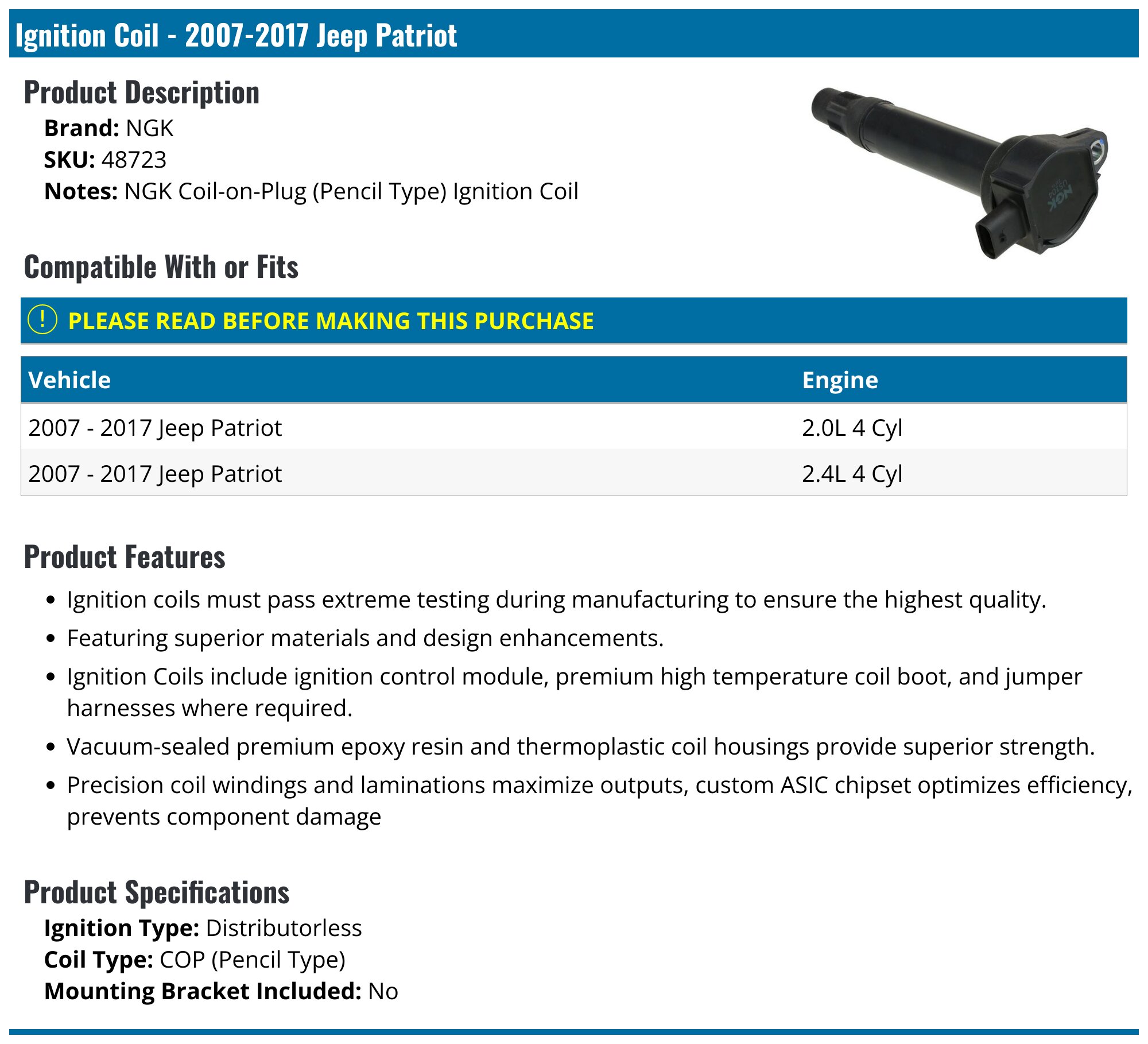 Ignition Coil Pack W/ Spark Plug Compatible For Acura RL TL 2009-2014 3.5L 3.7L V6 UF603