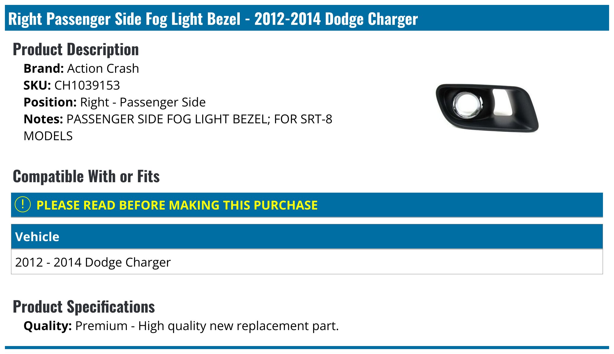 2012 dodge charger fog light cover Pair Front Bumper Fog Lamp Cover For Dodge Charger 2012-2014 Right & Left