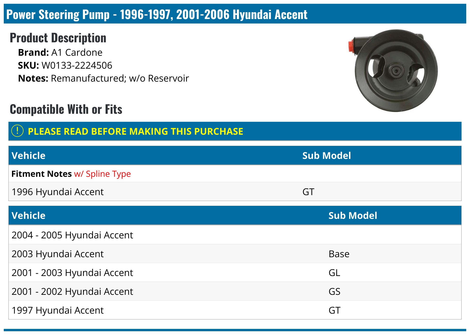 Power Steering Pump for Hyundai Accent in Mushin - Vehicle Parts & Accessories, Emeka Aniako