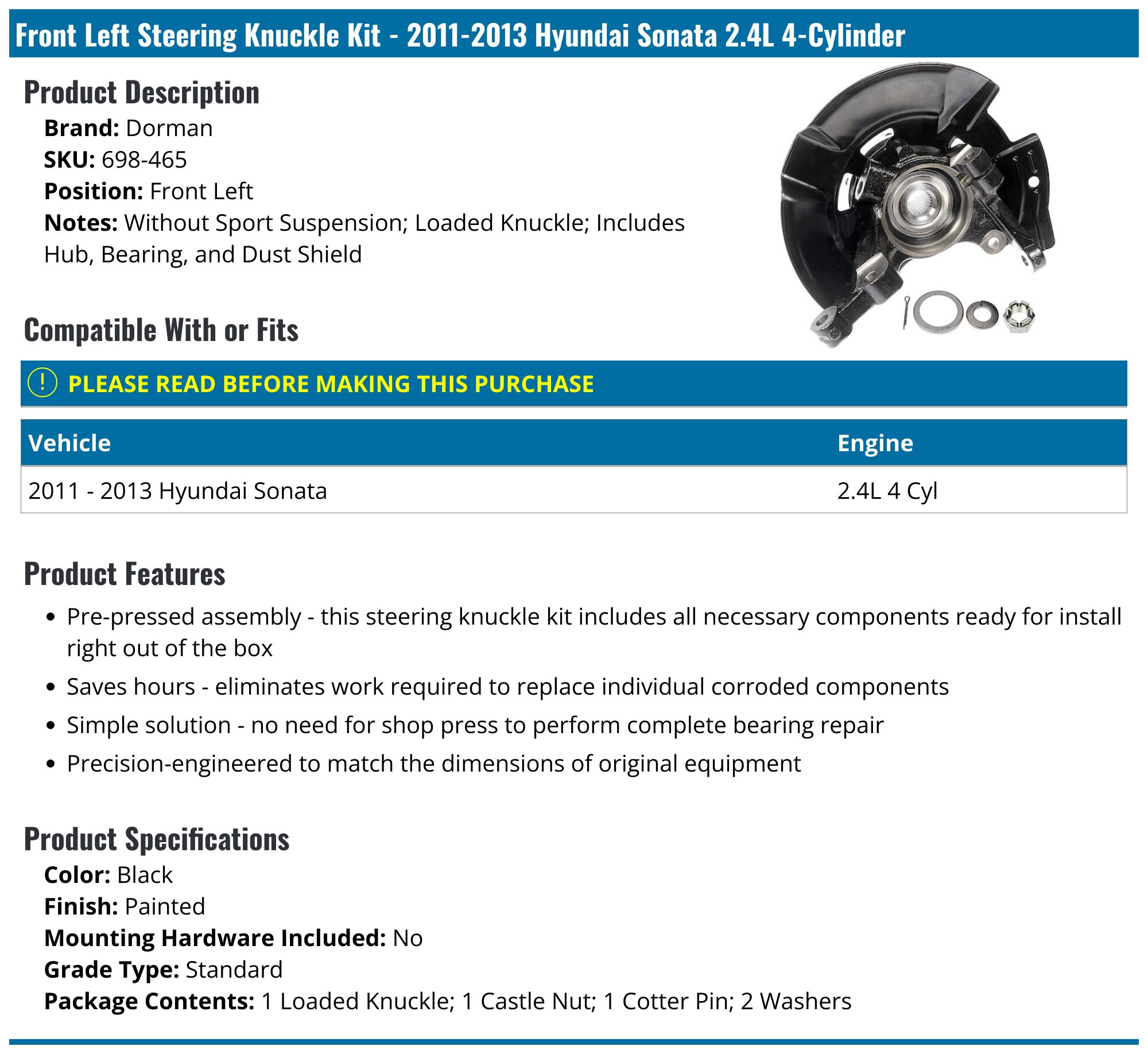 52710-4R010 - Suspension Knuckle 2011-2016 Kia Optima | Kia Cheap Parts