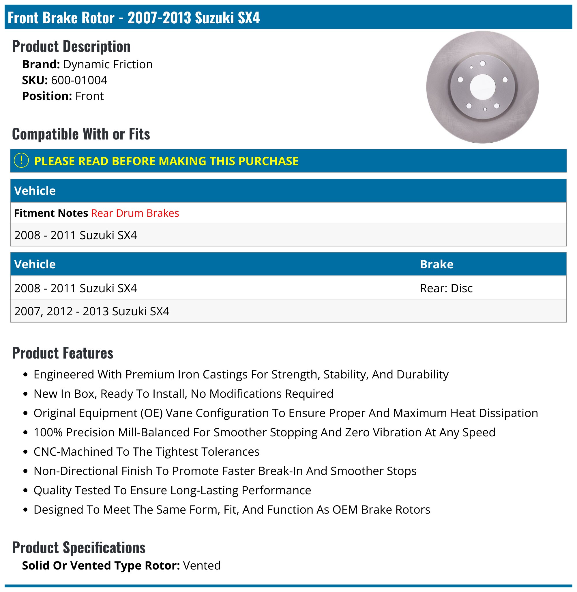 Pronto/Dura International Premium BR900642 - Disc Brake Rotor