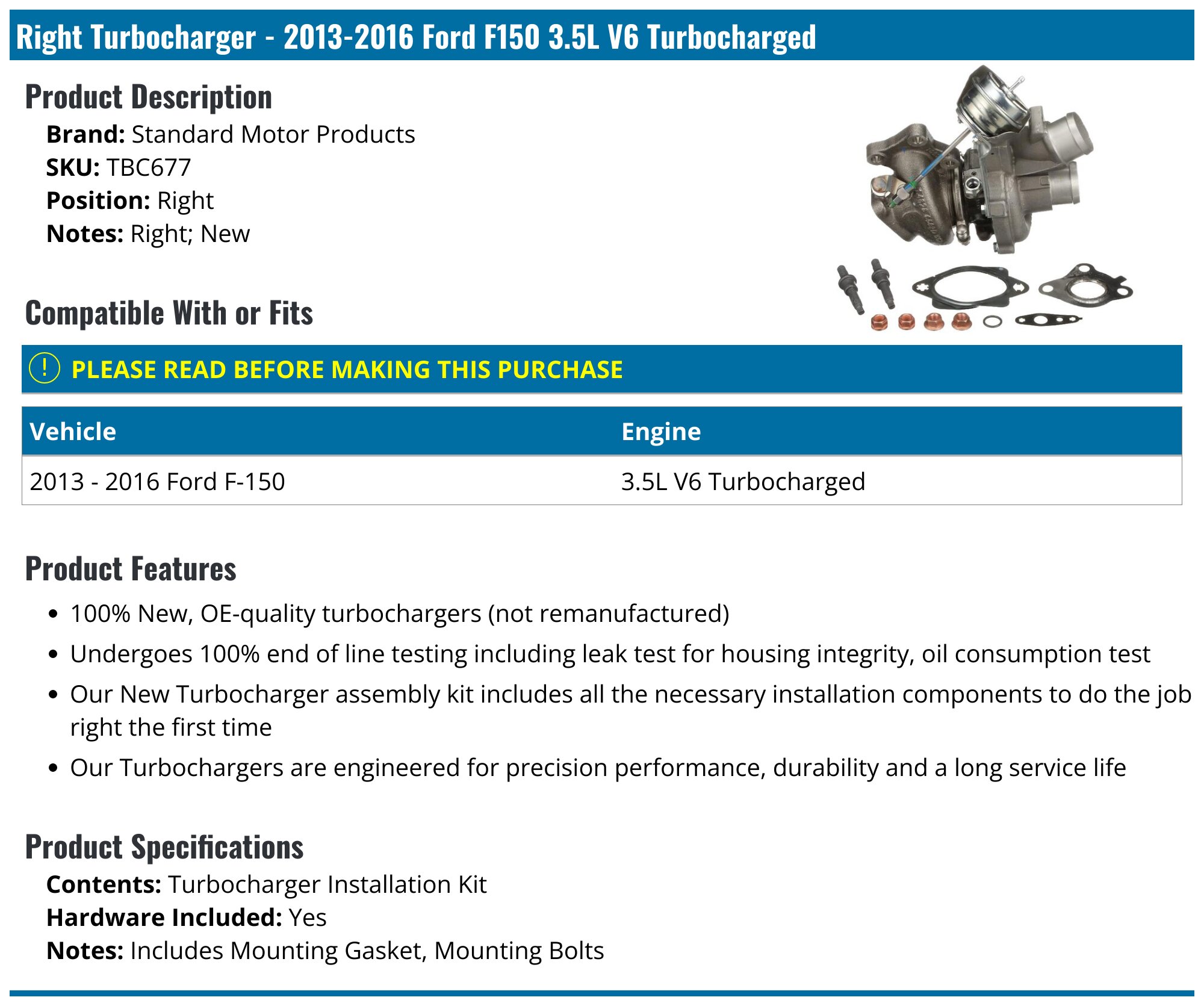 2013-2016 Ford F-150 3.5L Ecobost Ford Performance Turbo Upgrade Kit