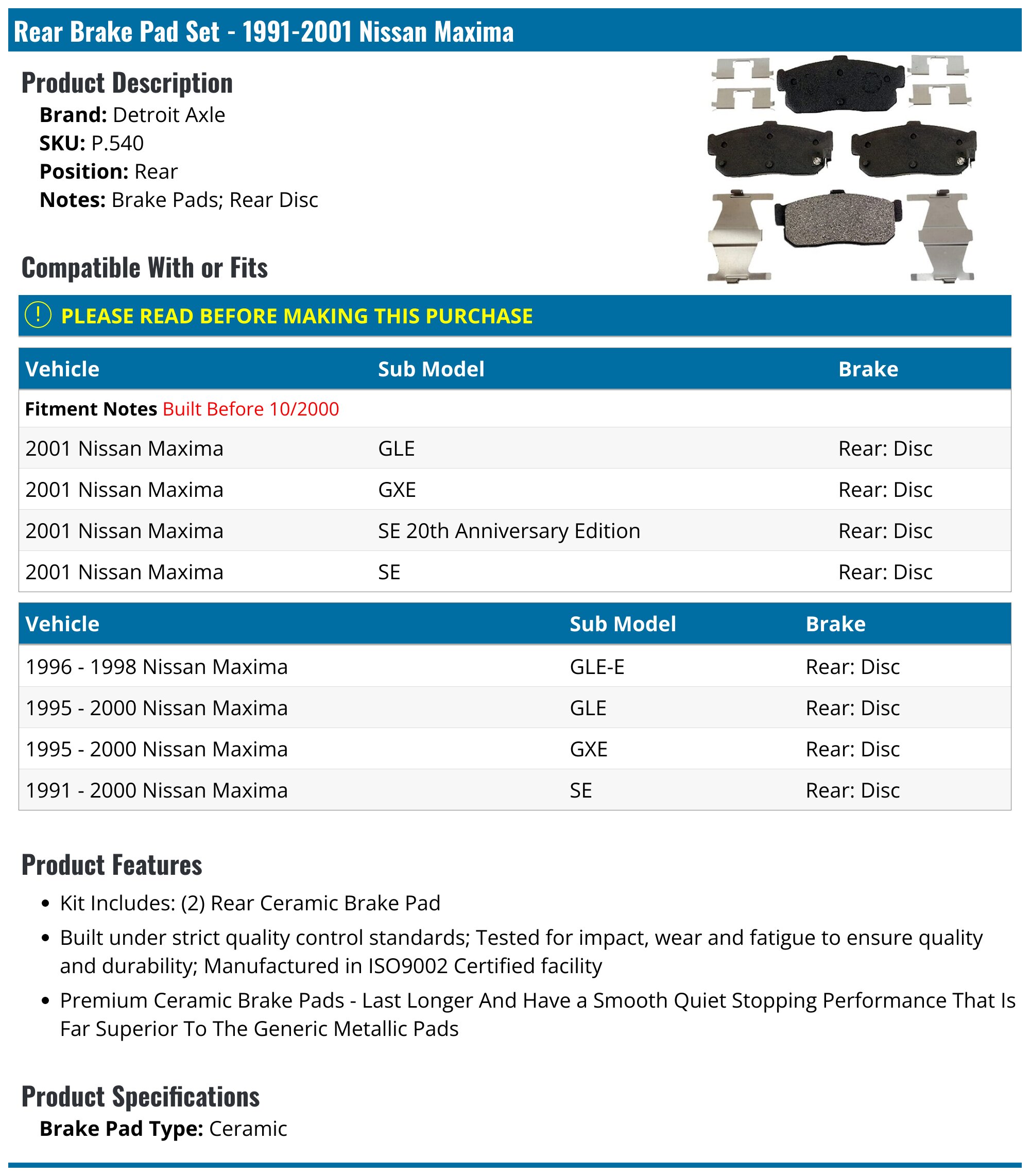 ACDelco 14D653CHF1 Disc Brake Pad Set