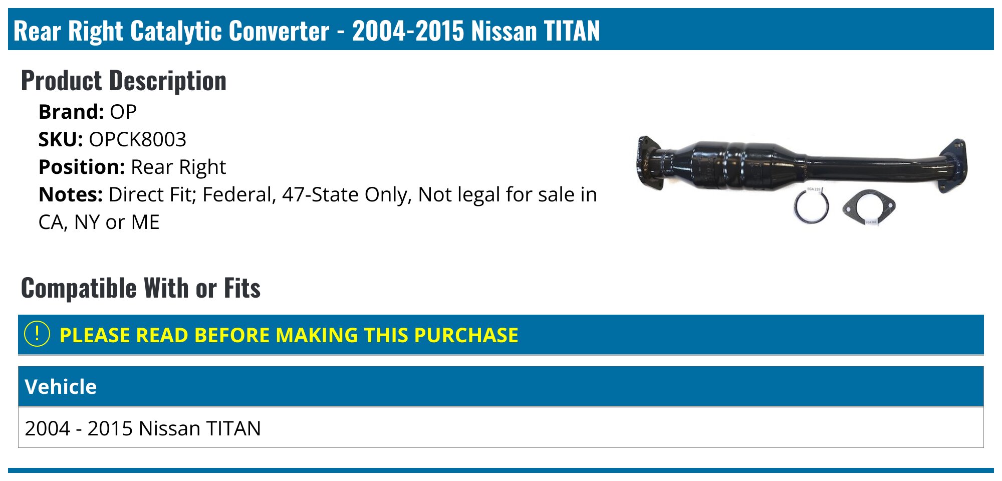 2Pcs LH&RH Manifold Catalytic Converters For 2004/2005-2014/15 Nissan