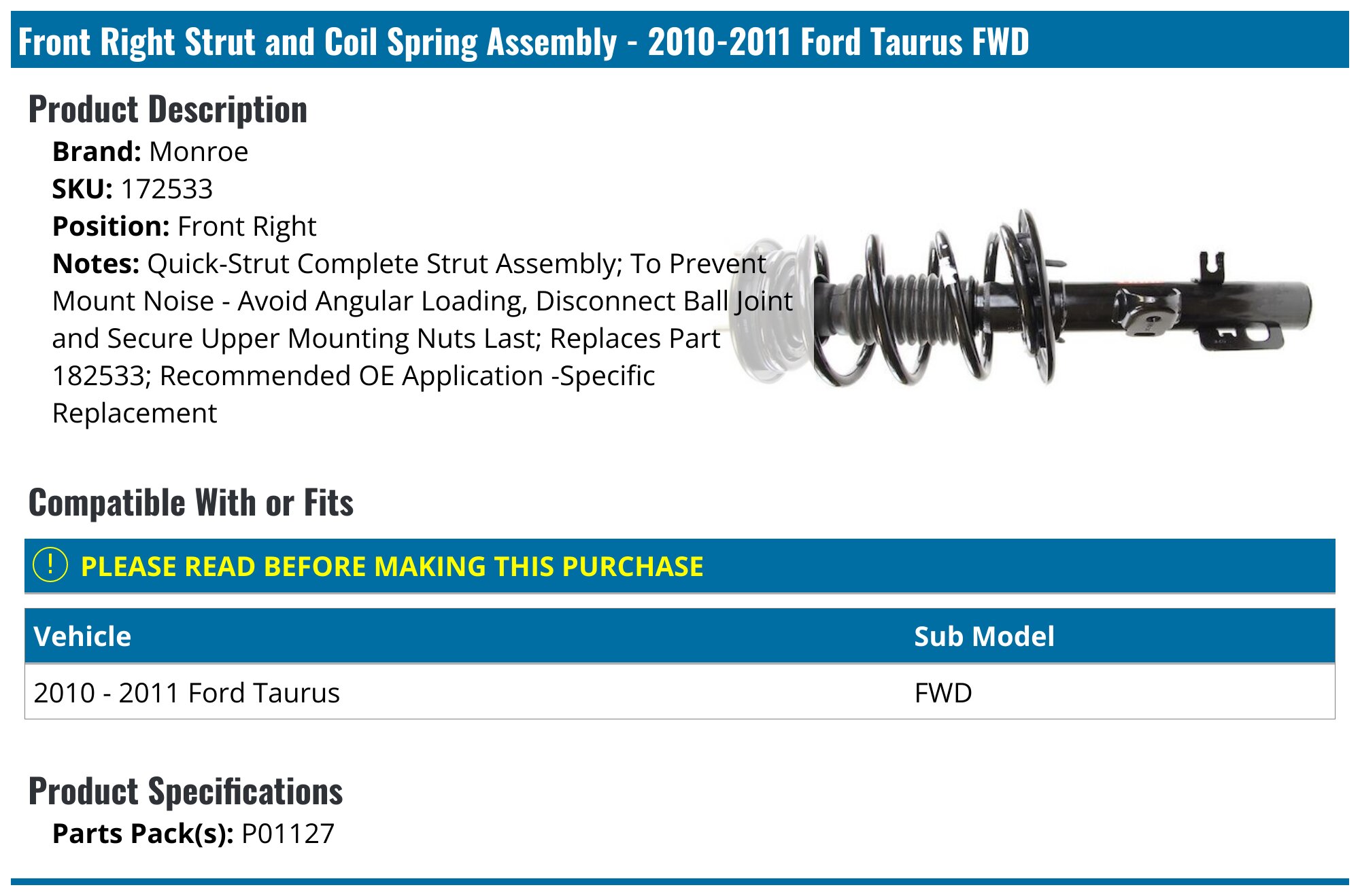 172533 - Monroe - Suspension Strut And Coil Spring Assembly