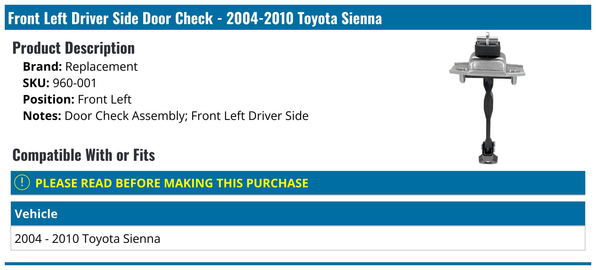 Driver Side Front Door Window Glass For 2004-2010 Toyota Sienna – Left Side Tempered Replacement 10 thumbnail image