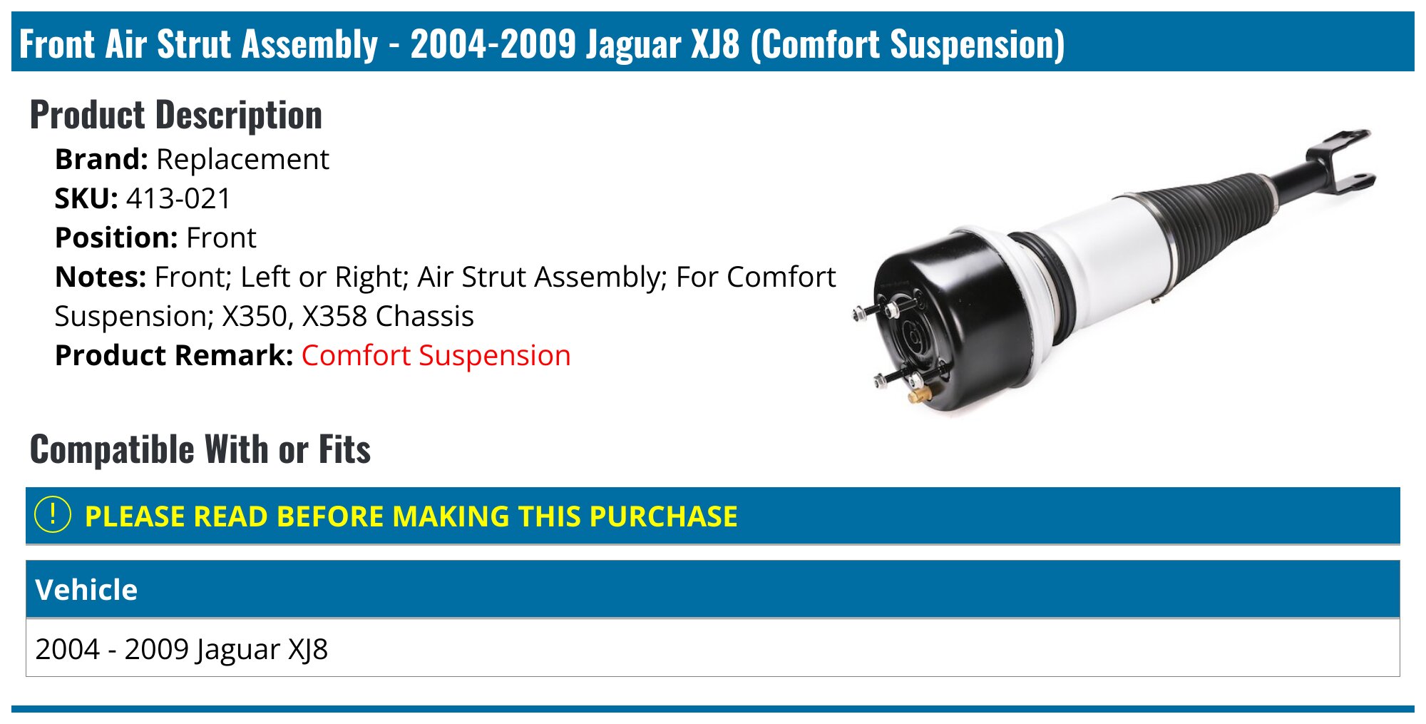 Used Front Strut Shock For Jaguar S-Type (2003-2008) – OEM, Left Or Right Side