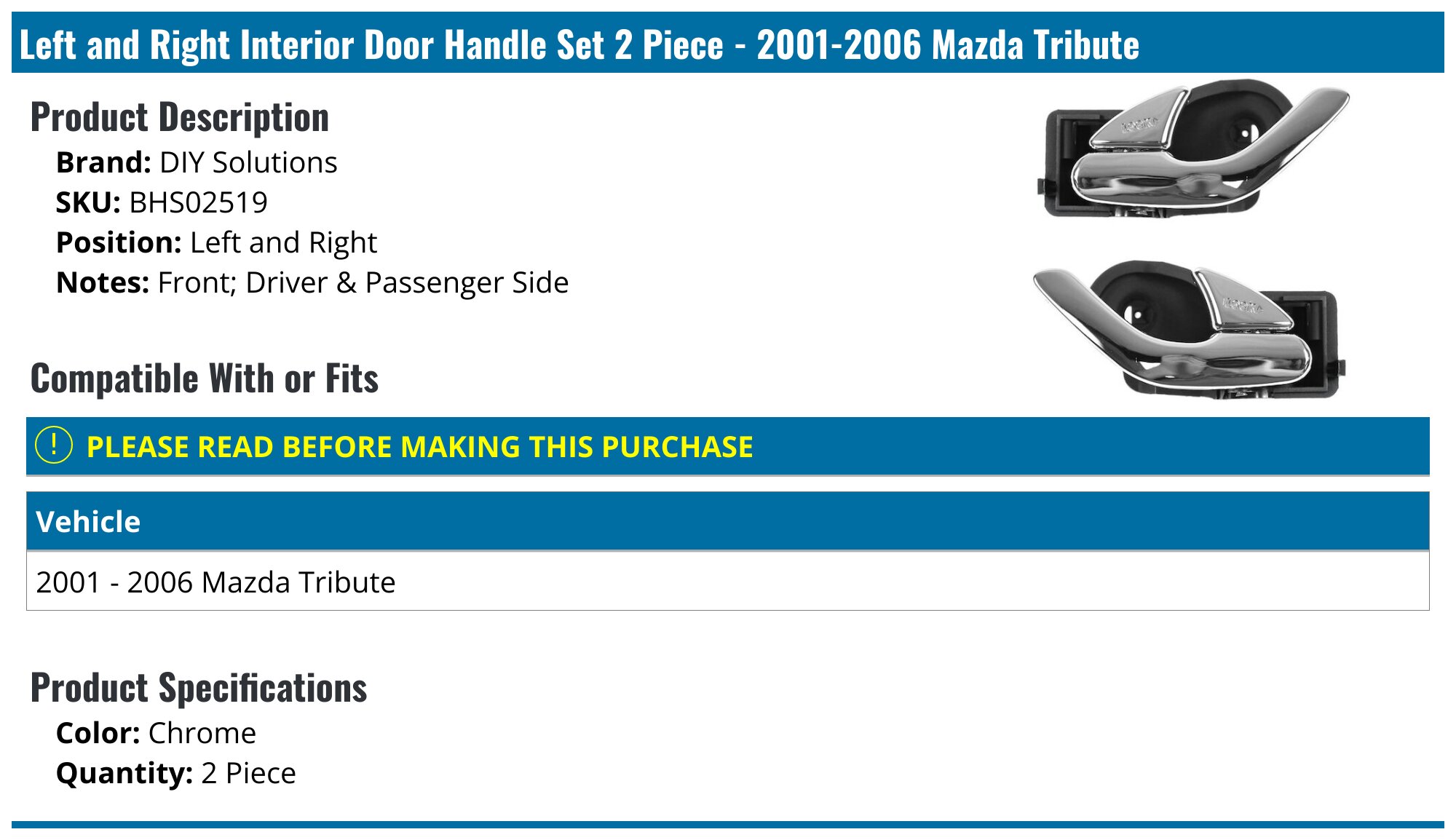 Mazda Tribute Puerta - Manija Interior - Las Mejores Puerta - Manija Interior De Mazda Tribute