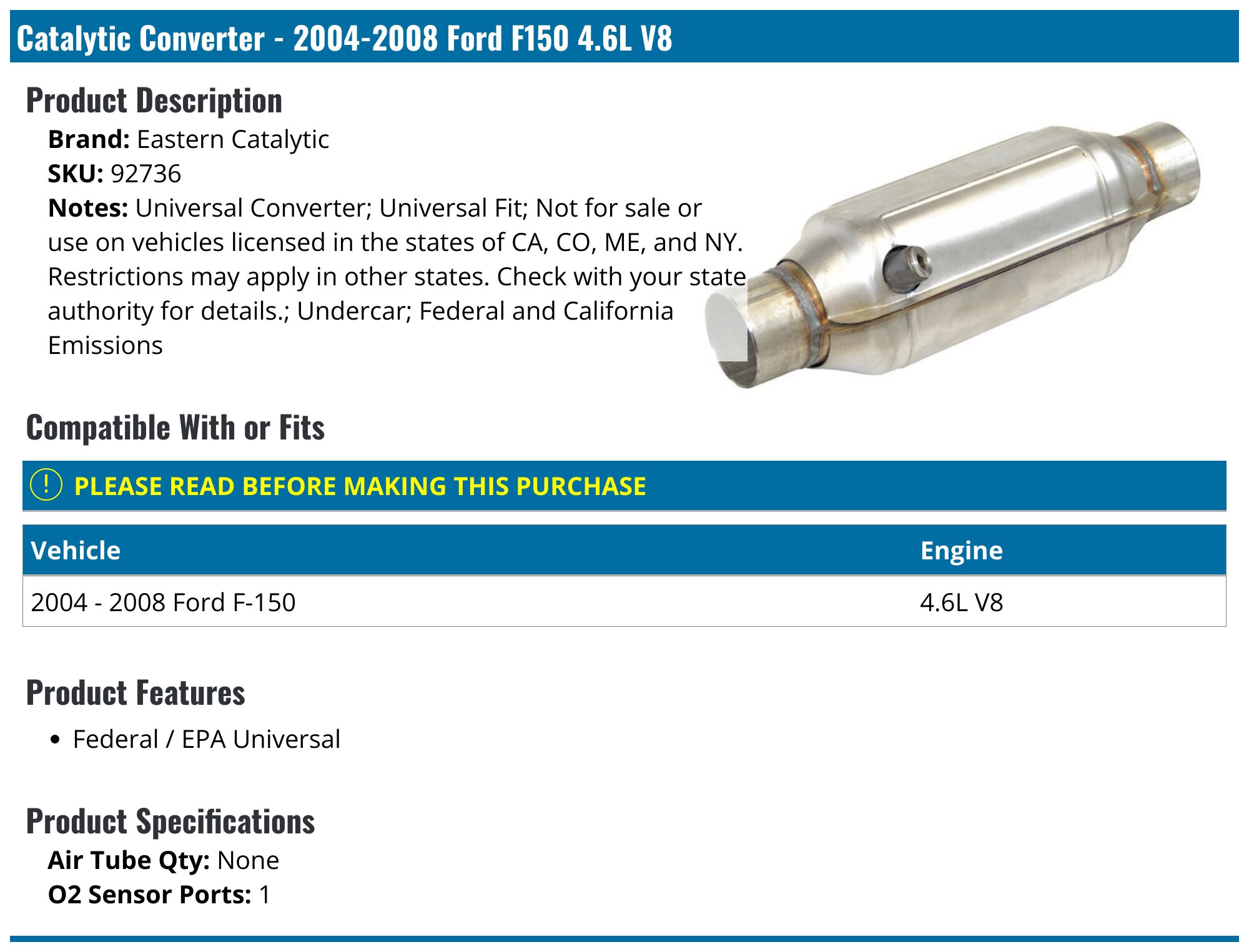 Pair Front Catalytic Converters For 2004-2008 Ford F-150 5.4L V8 (Left & Right) - Labworkauto