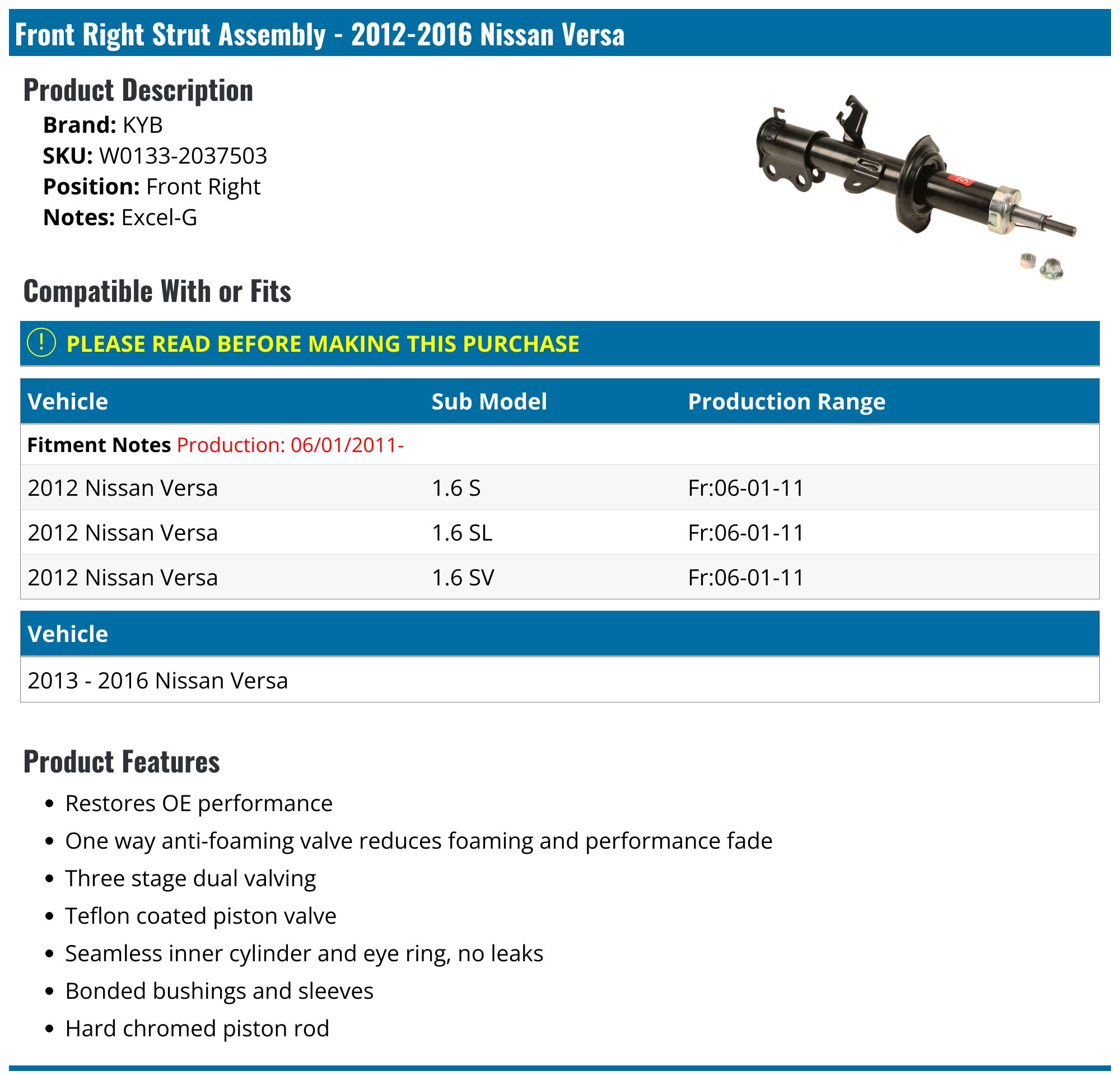 2 KYB Left+Right Front Struts Shocks Absorber Dampers Set for Chrysler for Dodge