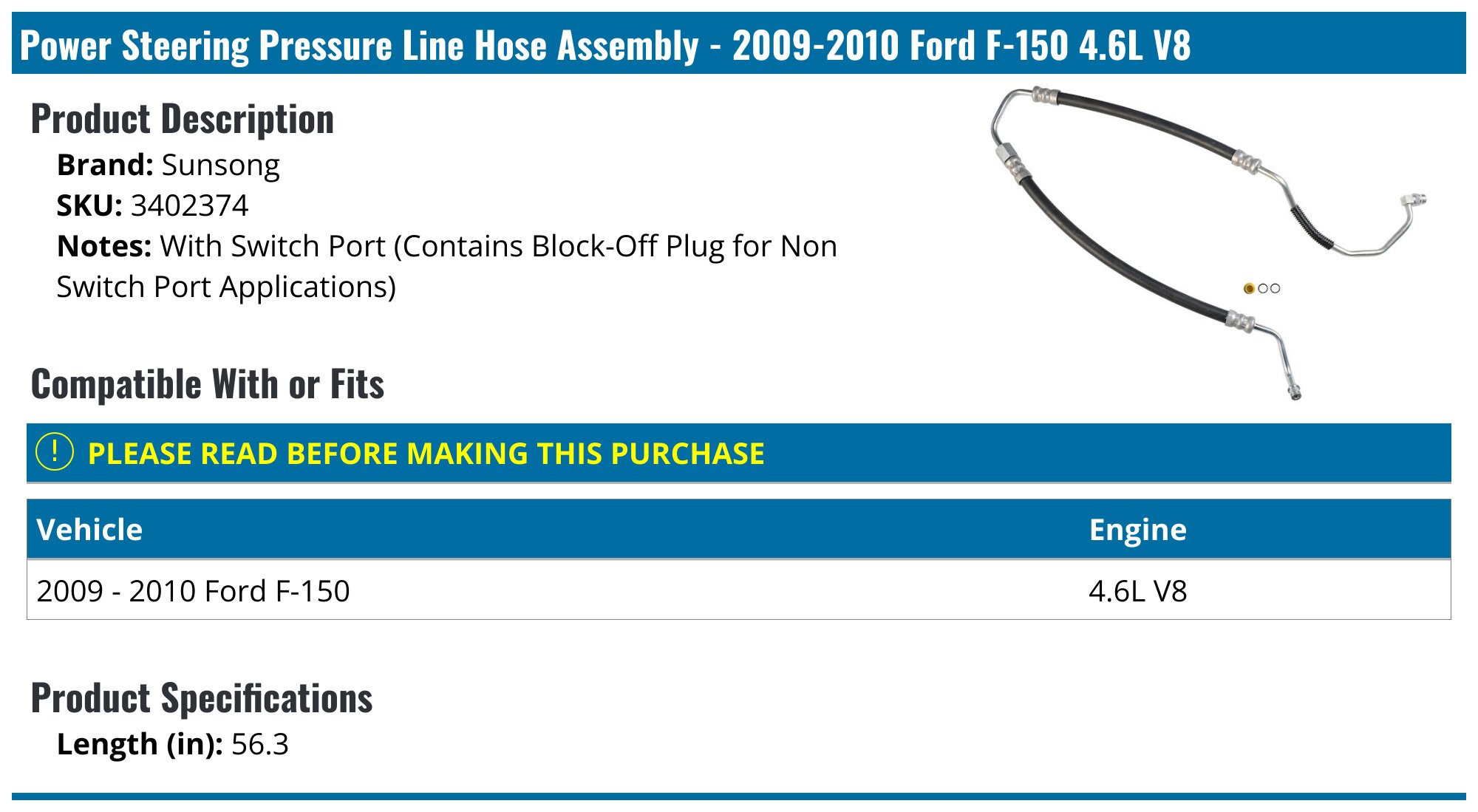 Bold Auto Parts Power Steering Hose Kit (Pressure & Return) – Fits 93-96 Ford F150 F250 F350 5.0L/5.8L V8