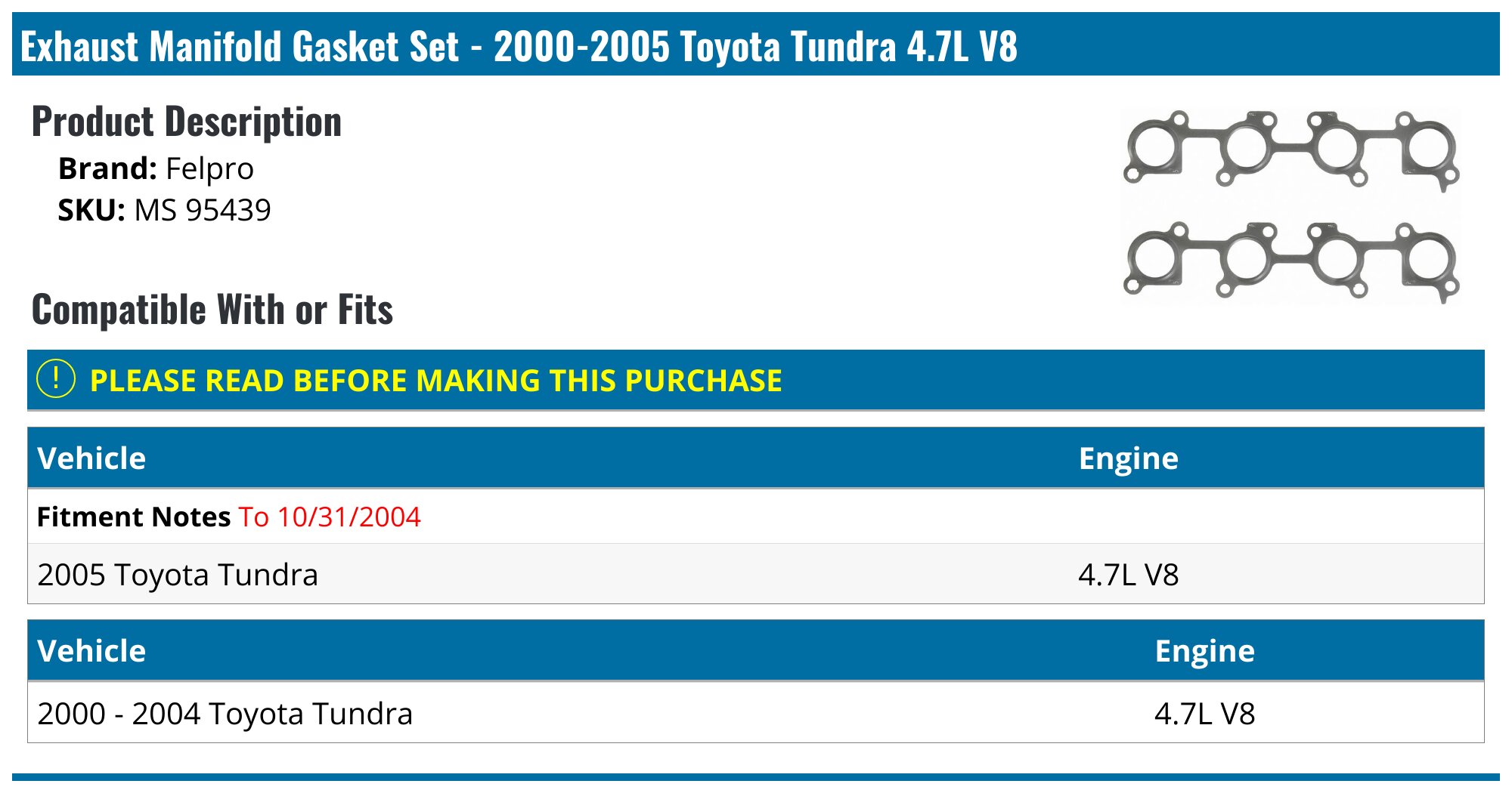 Phoddar Intake Manifold Gasket Set - Engine Sealing Kit For Smoother Performance