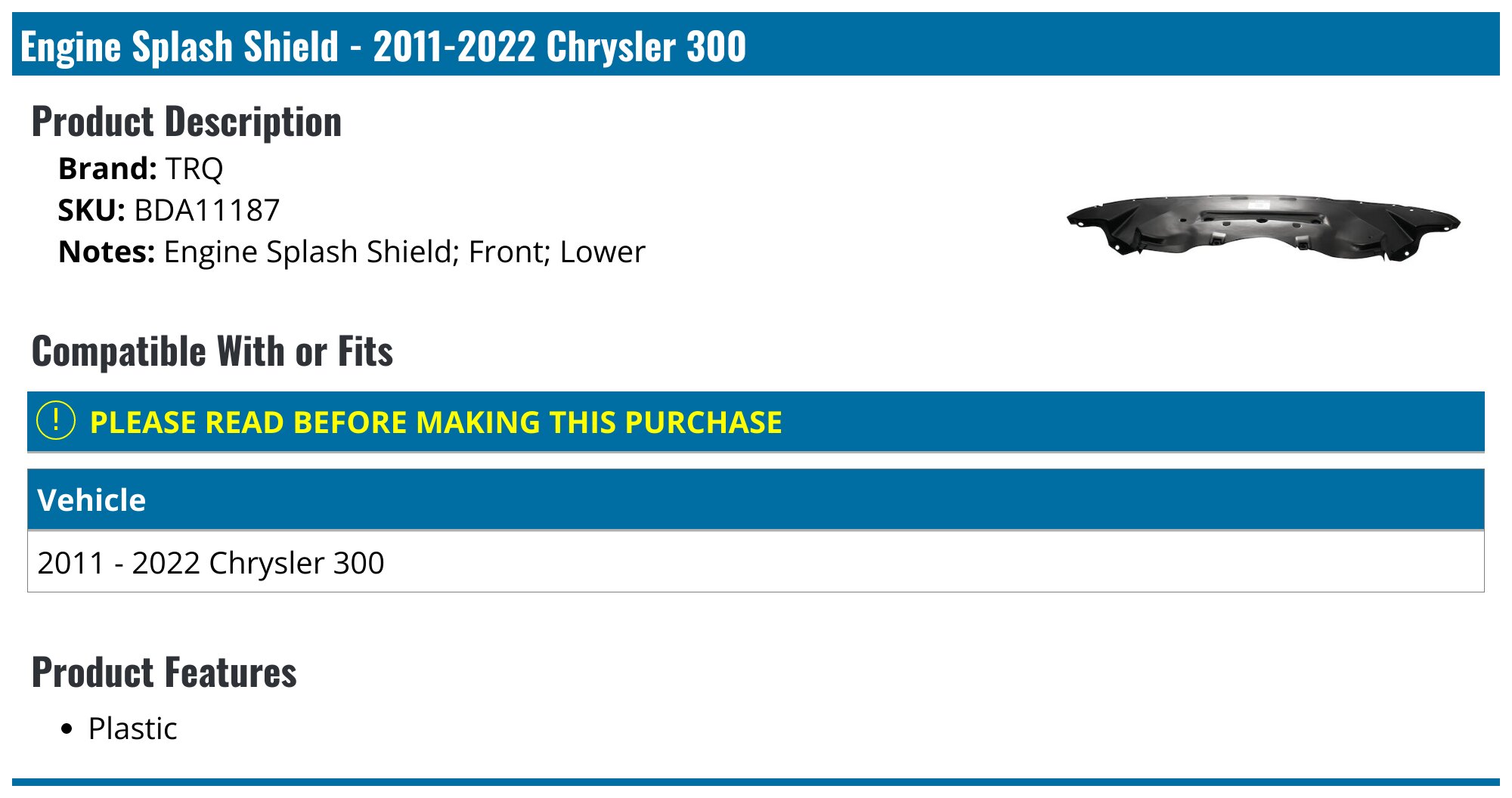 82212245AB - Molded Splash Guards 2011-2022 Chrysler 300 | Mopar