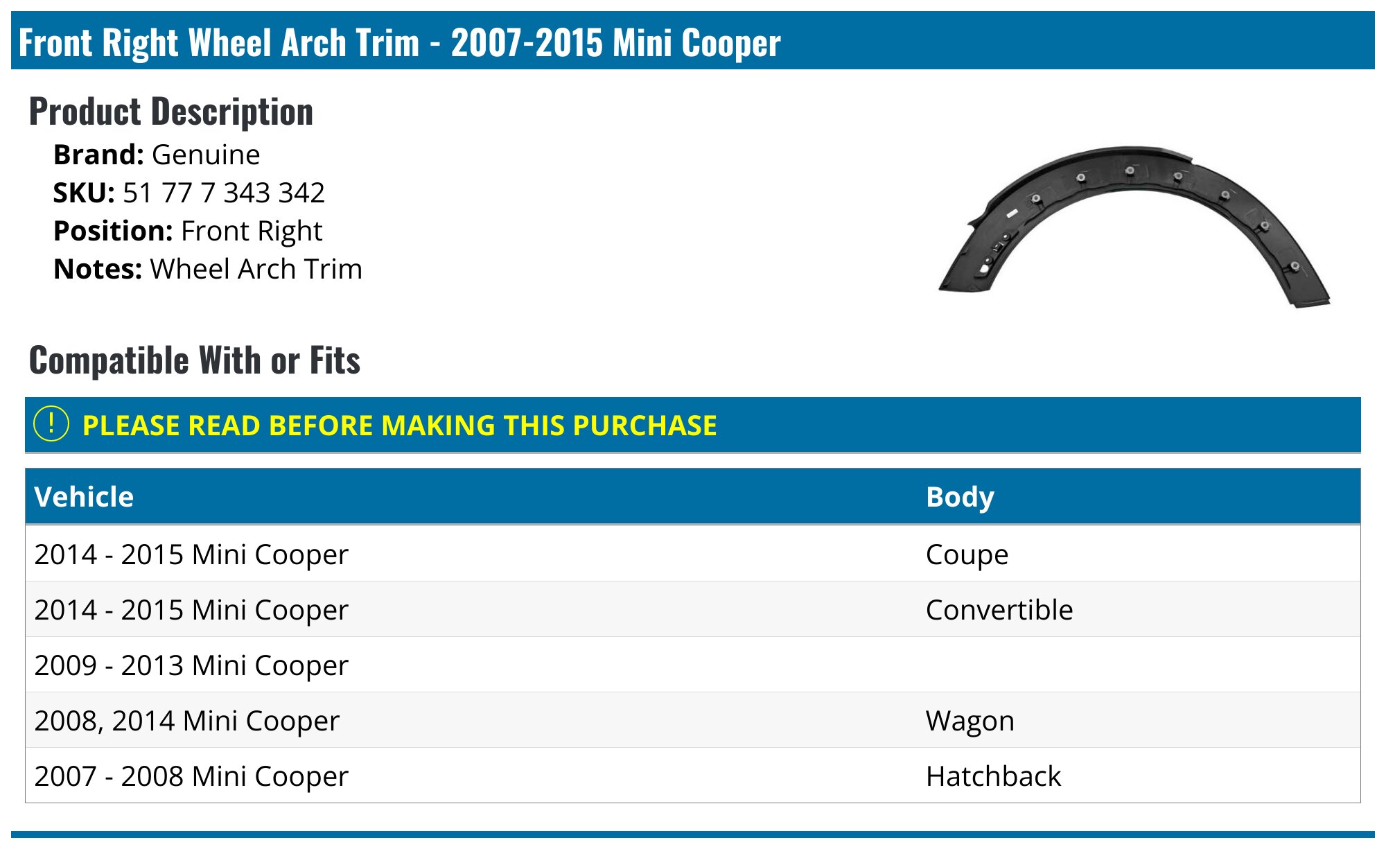 Primed Front Driver Side Bumper Trim For 2007-2010 Mini Cooper Base – Direct Fit
