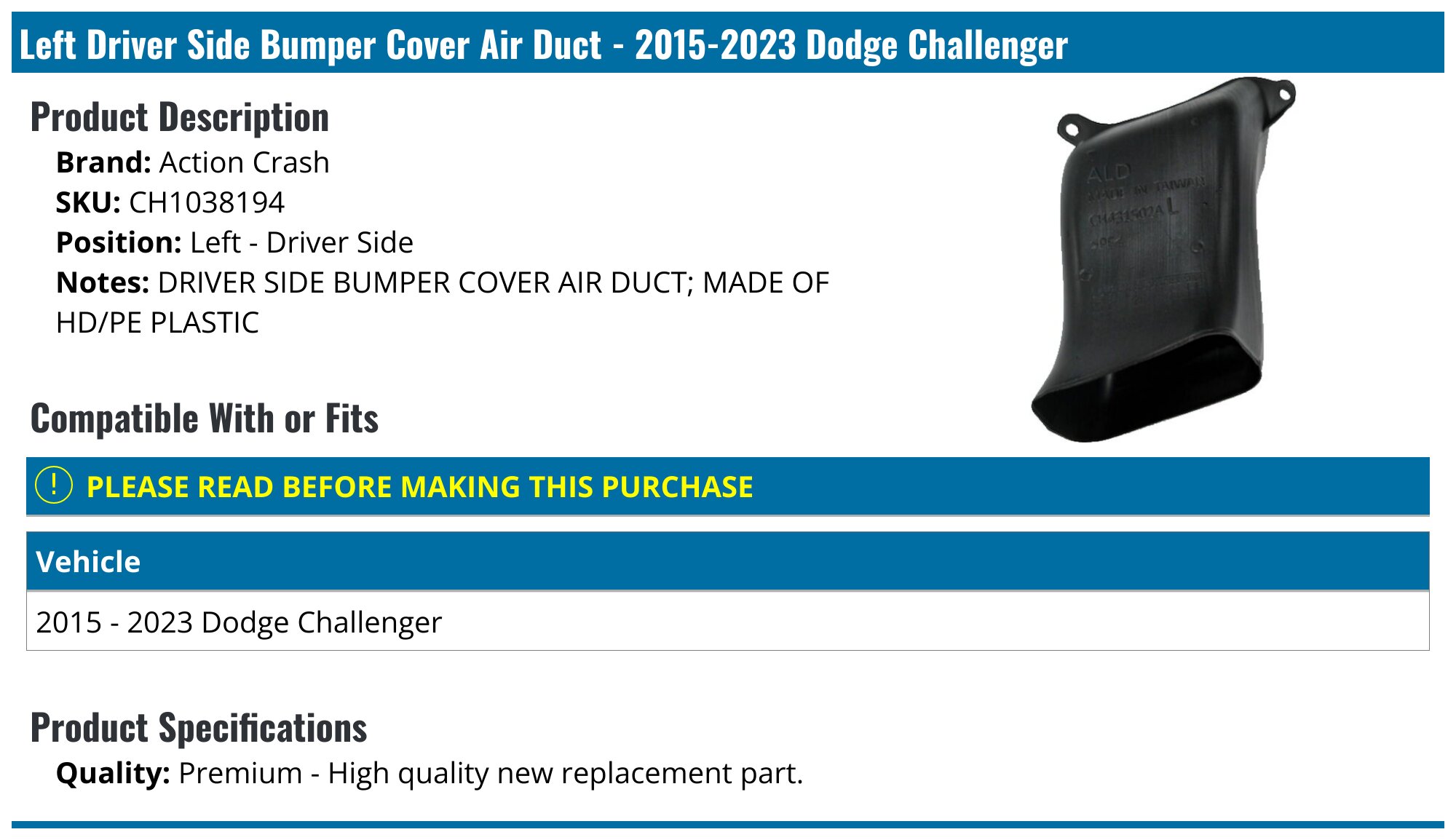 Dodge Challenger MX Front Bumper Extension