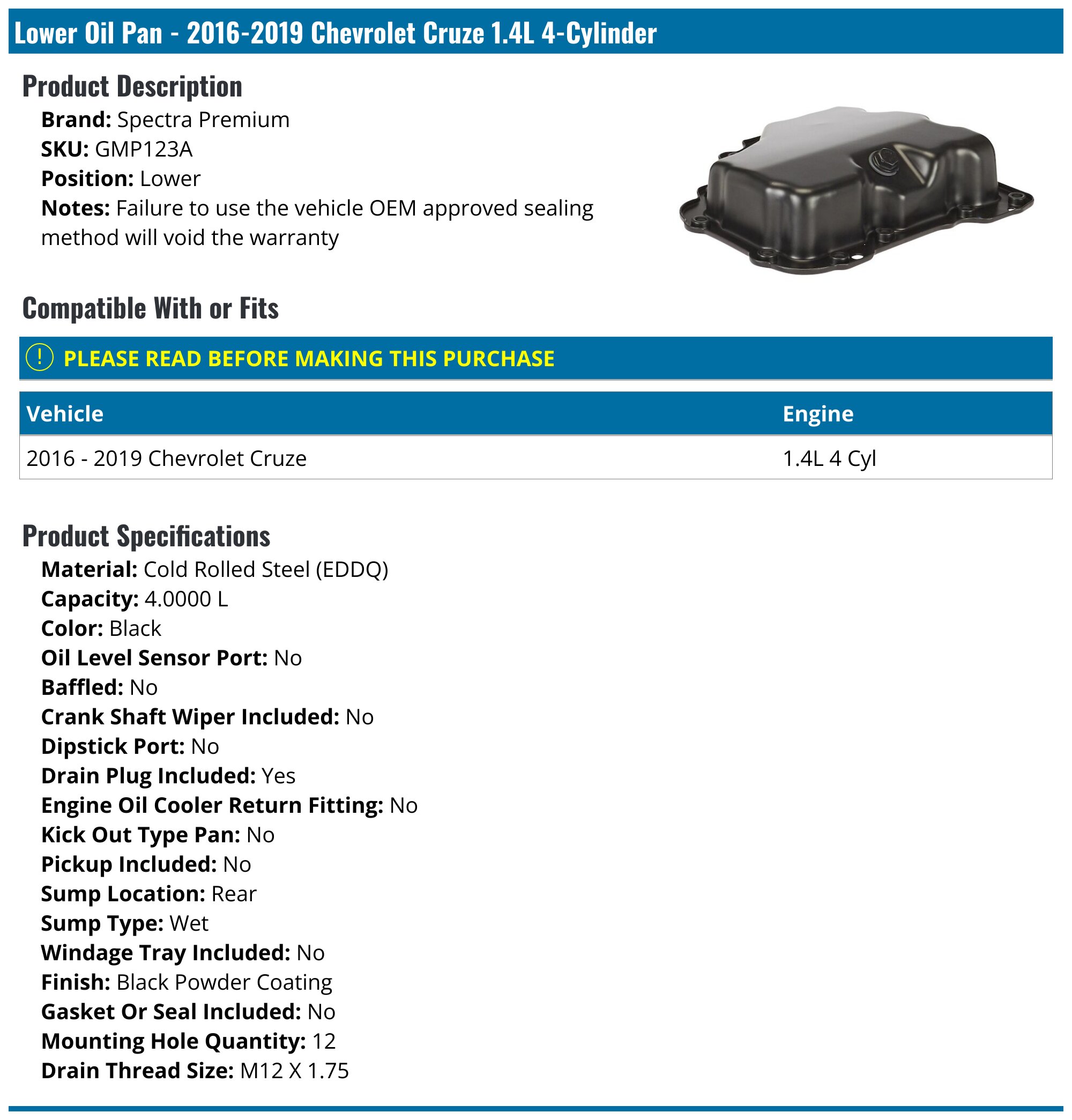 2019 Chevy Cruze Oil Capacity