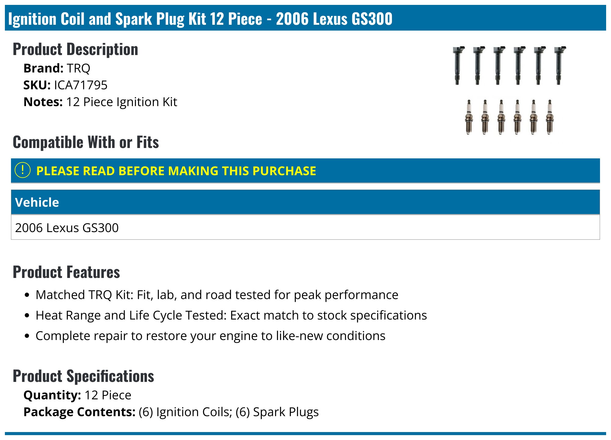 Spark Plug Wire Set For 92-97 Lexus Toyota SC300 GS300 Supra 3.0L 6 Cyl