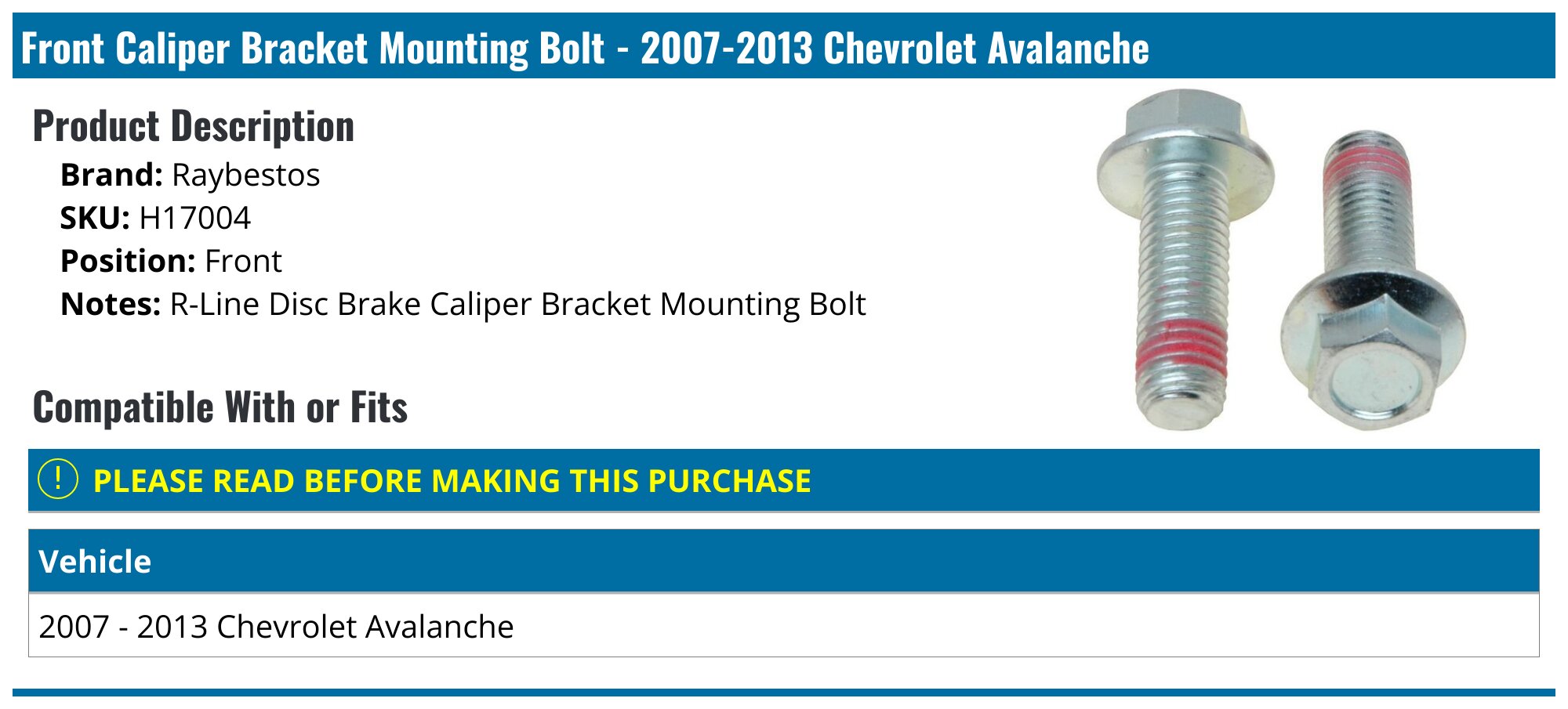 Caliper Bracket Mounting Boltnull