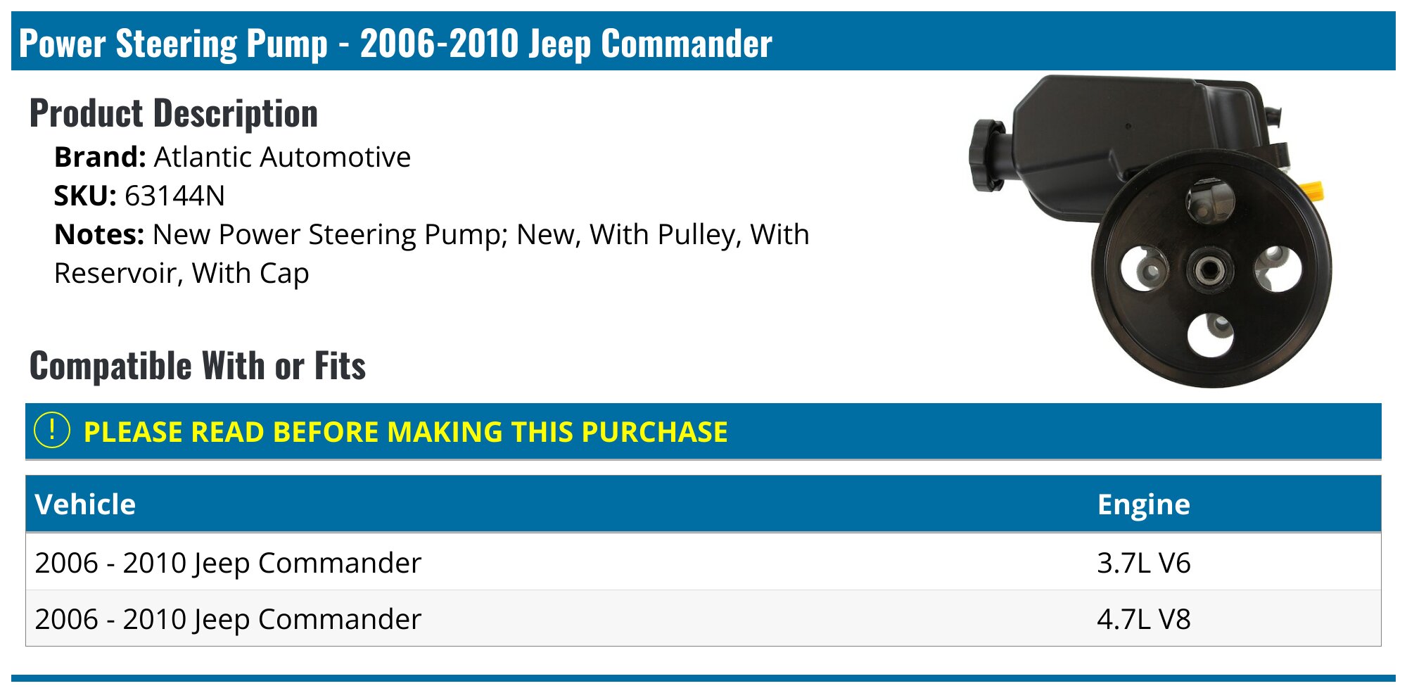 Power Steering Pumps For 2008 Jeep Grand Cherokee