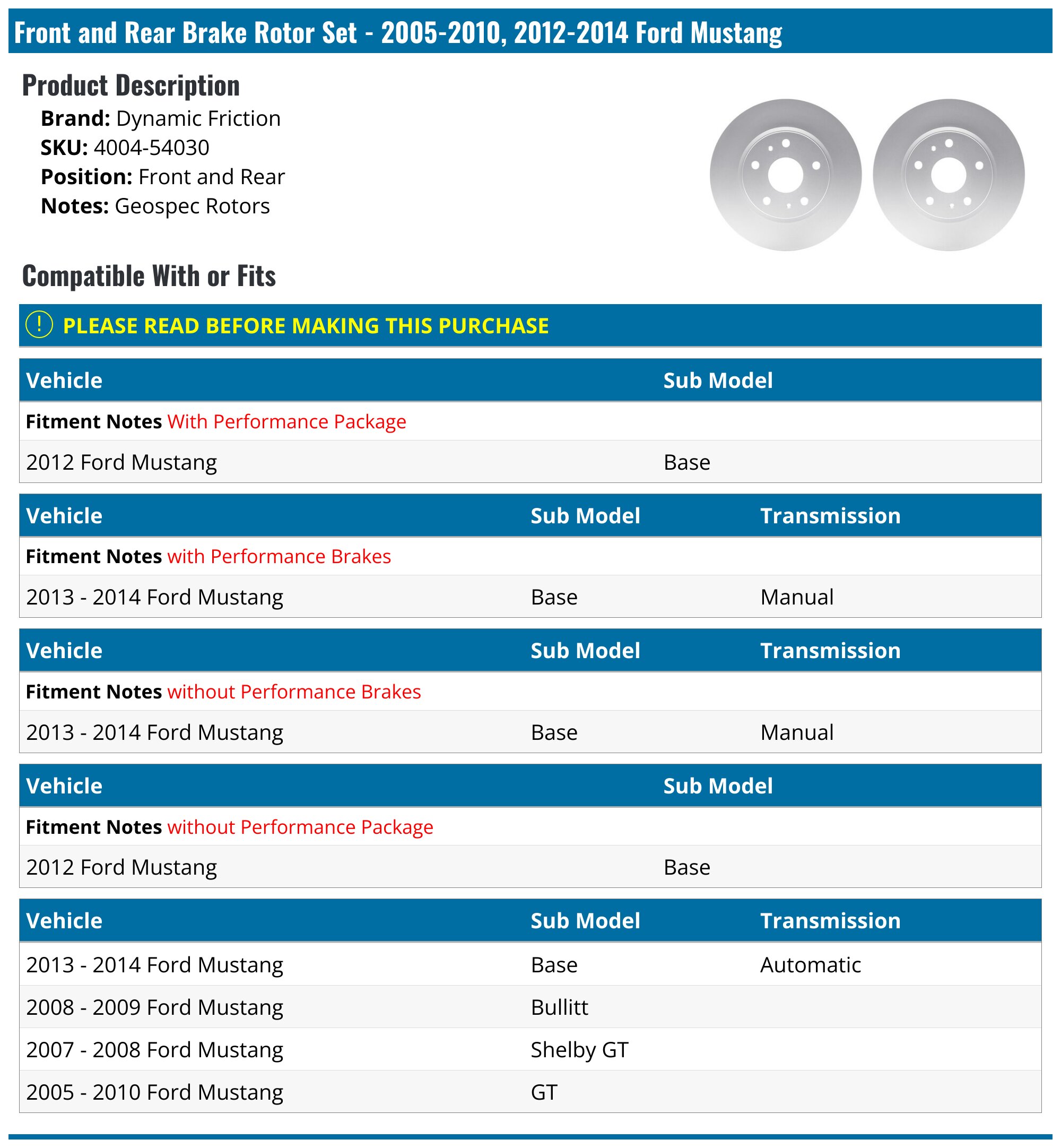 EBC BSD Front Rotors (293x30mm) | 2005-2010 Ford Mustang 5th Gen 4.0L