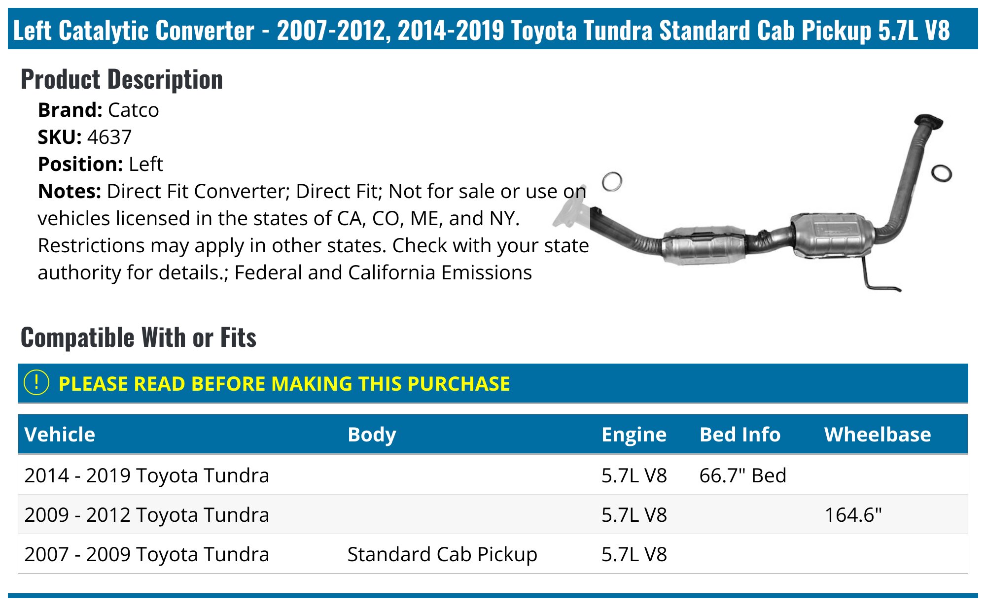 Catalytic Converter For Toyota Tundra