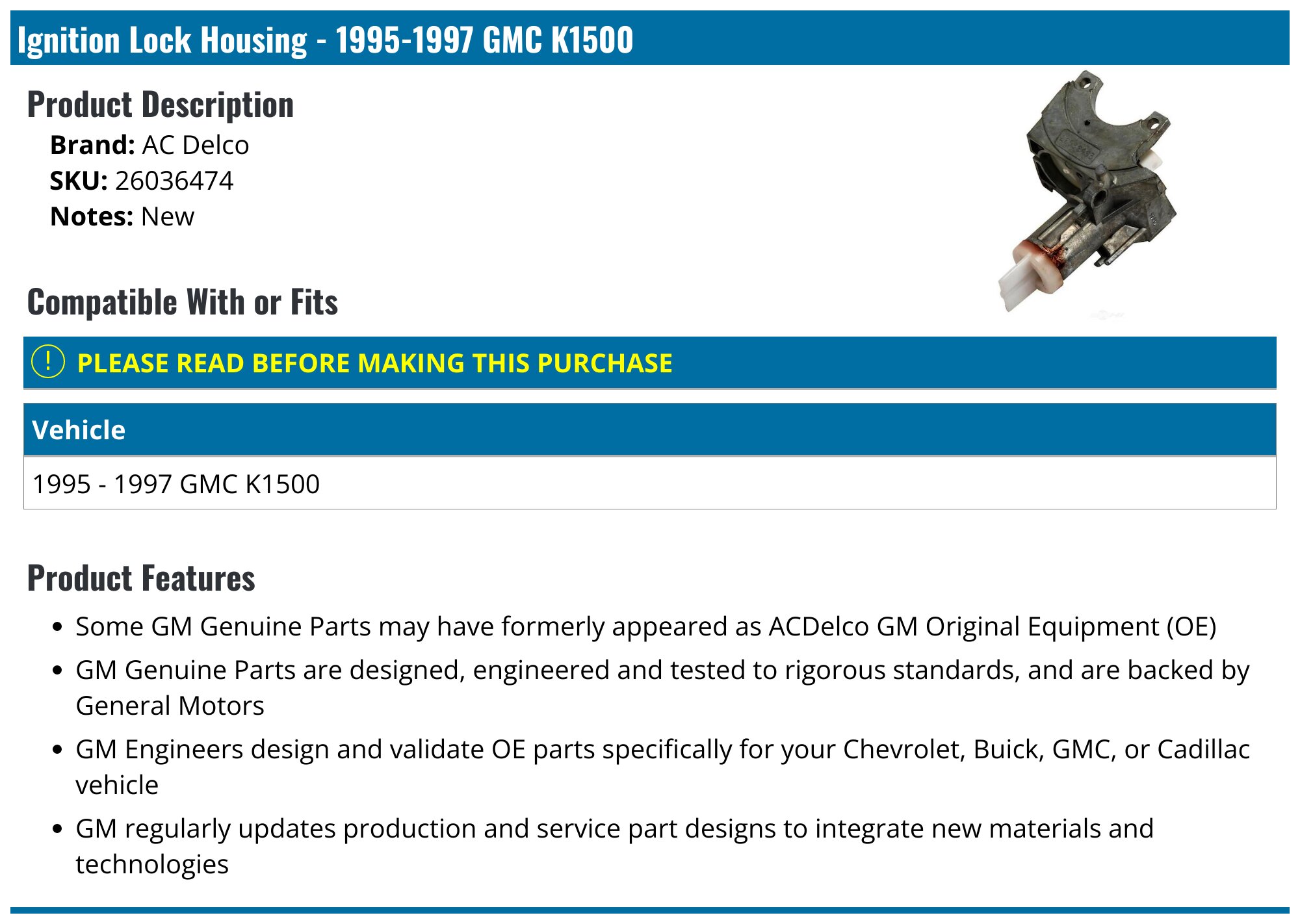 Dorman 924-720 Ignition Lock Housing + Cross Reference