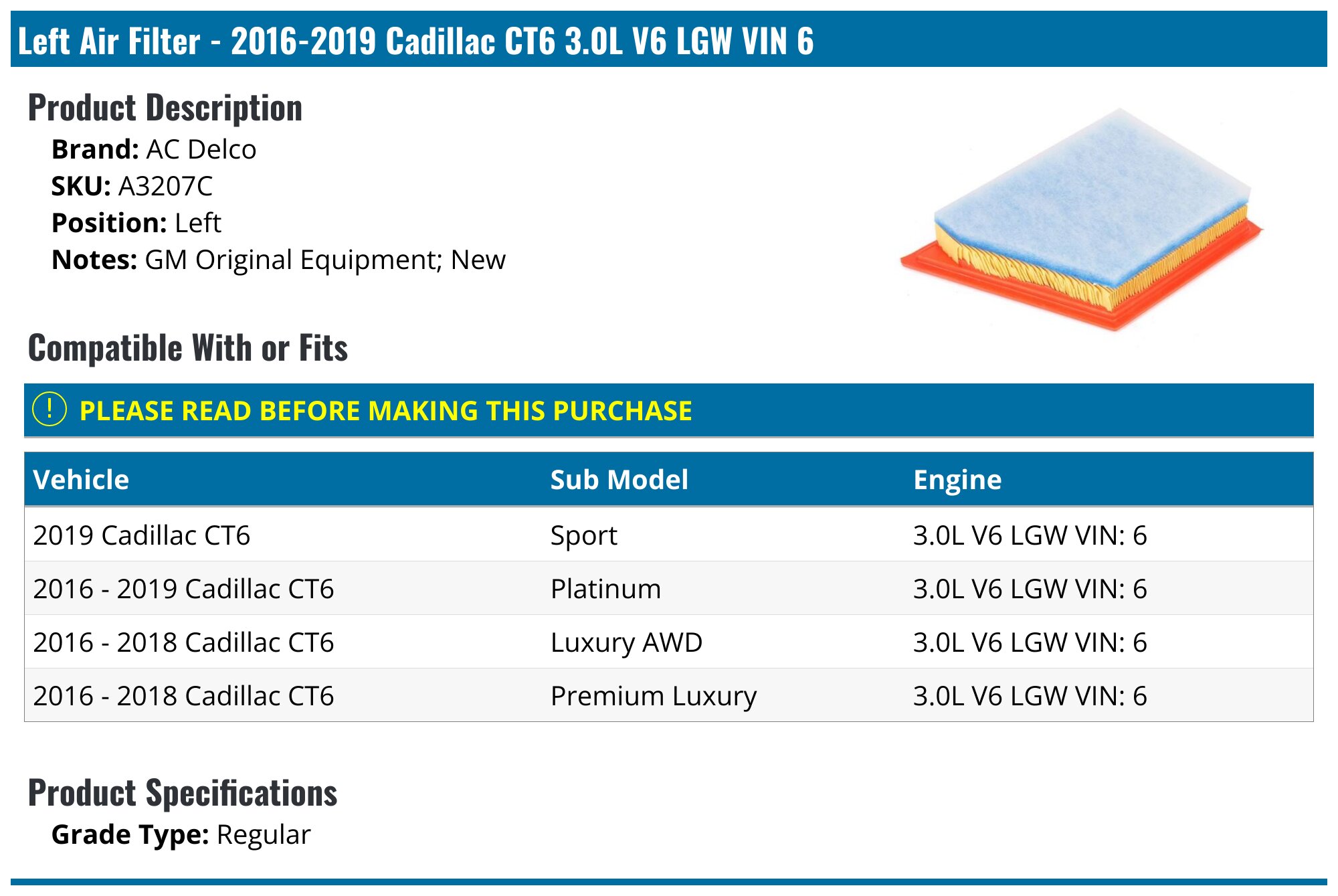 ACDELCO A3207C Air Filter | Shop Now At
