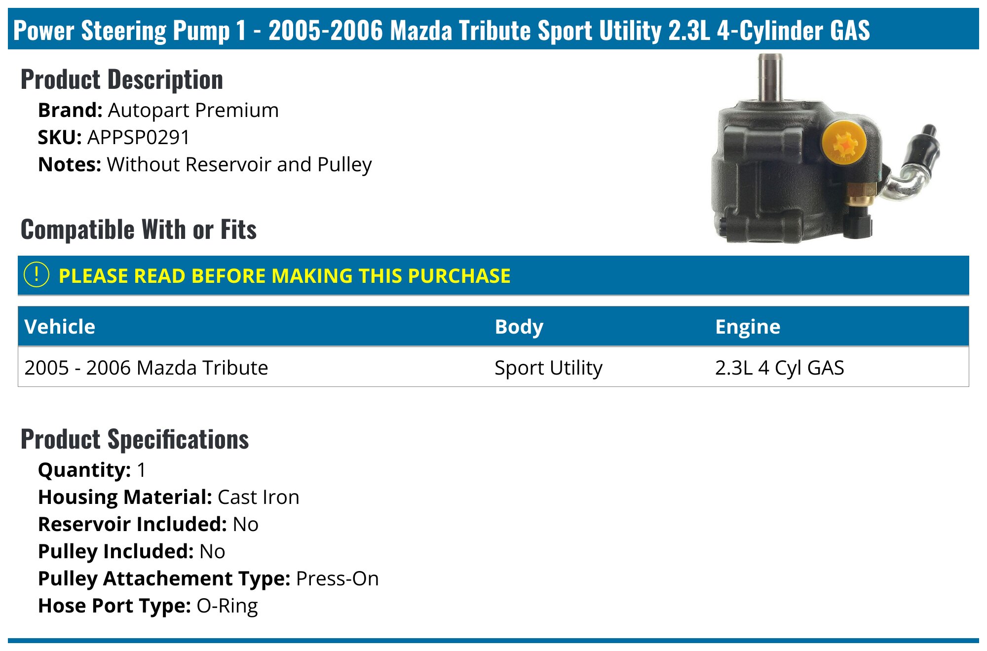 Power Steering Pumps Parts for Ford Escape for sale