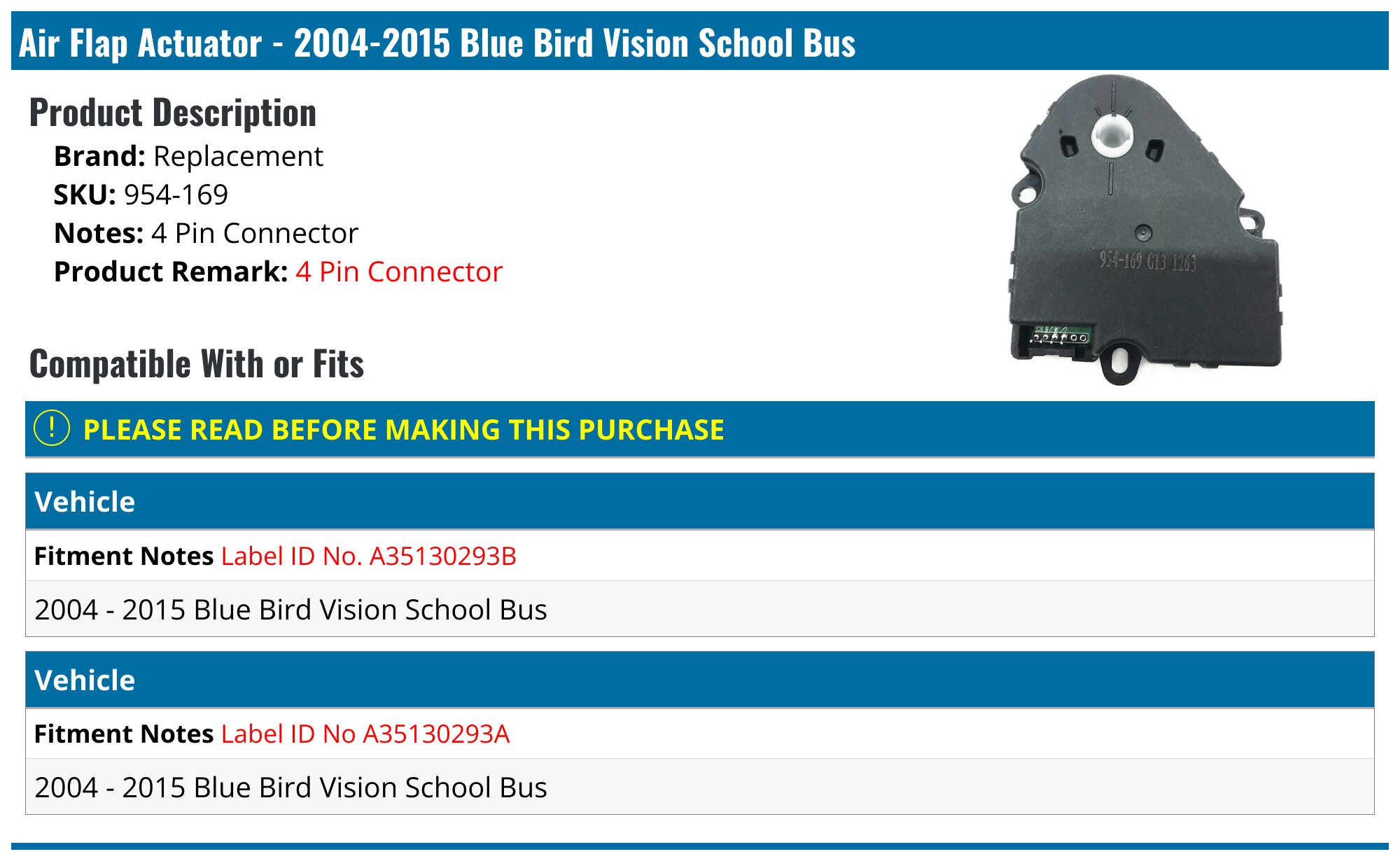20042015 Blue Bird Vision School Bus Air Flap Actuator Replacement