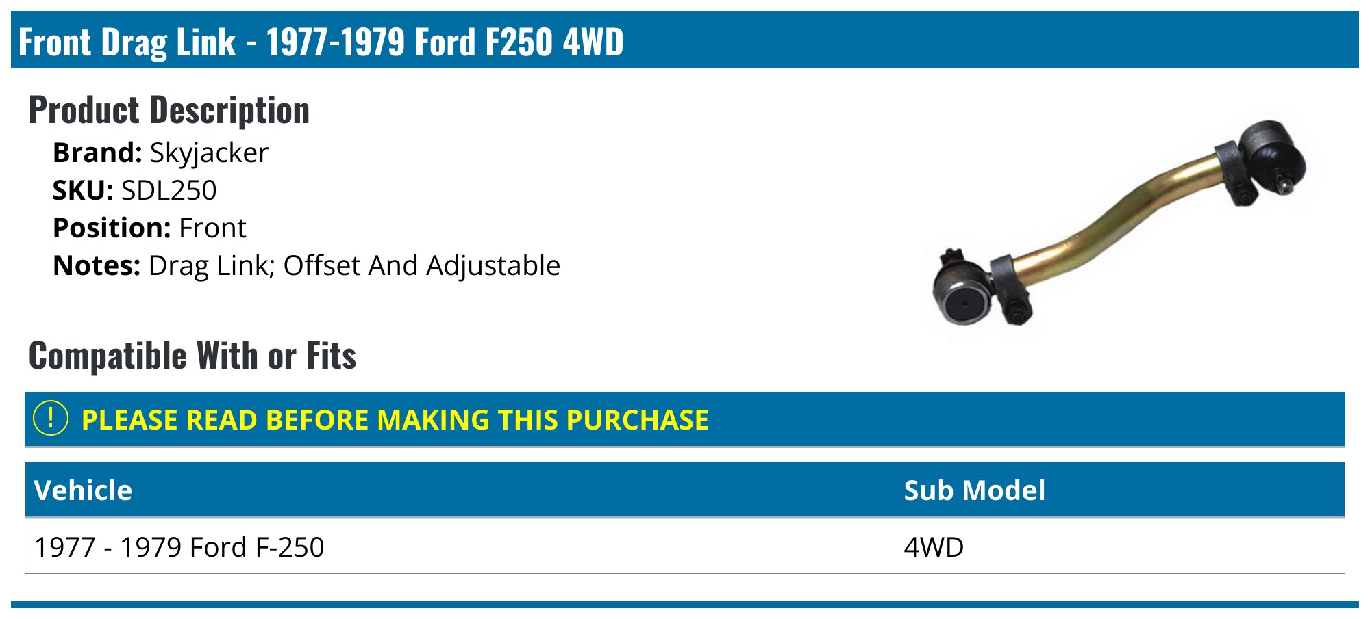 For 1971-1979 Ford F250 Tie Rod End Left Outer Moog 62257ZD 1976 1972 For 1971-1979 Ford F250 Tie Rod End Left Outer Moog 62257ZD 1976 1972