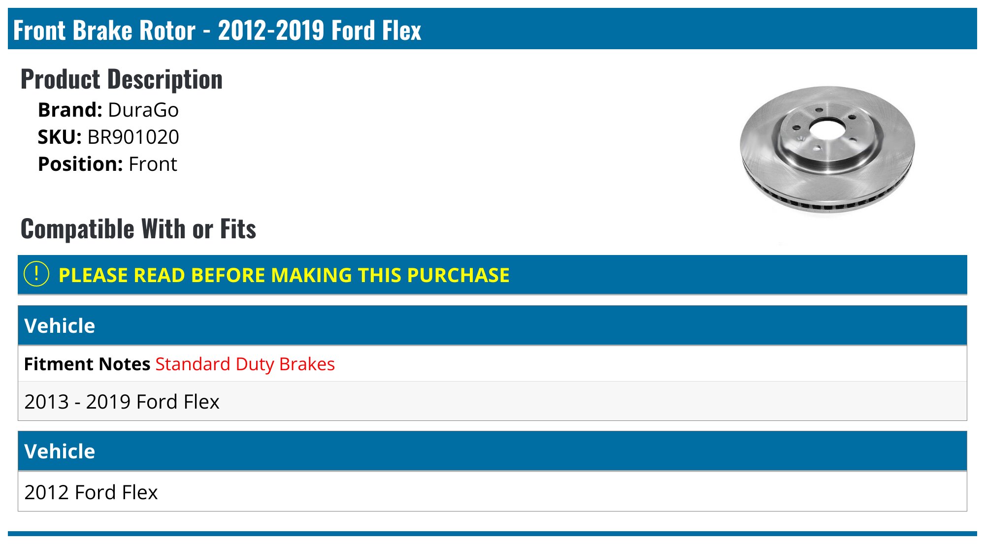 Front Drilled & Slotted Brake Rotors For Ford Explorer, Taurus, Flex (Pair) 3.5L