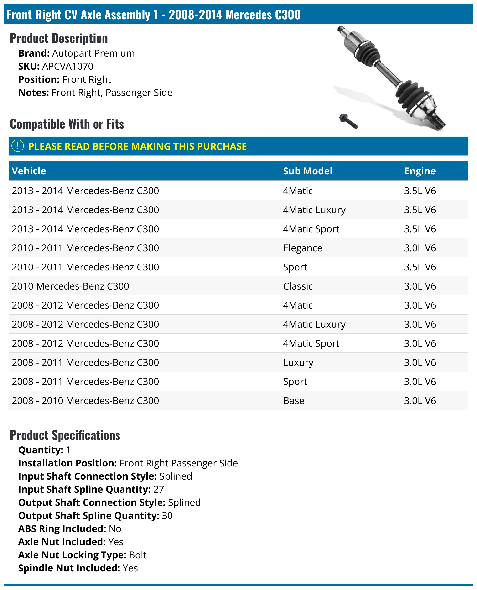 CV Axle Assembly Replacement - Left Right Front & Rear Axles | Parts Geek