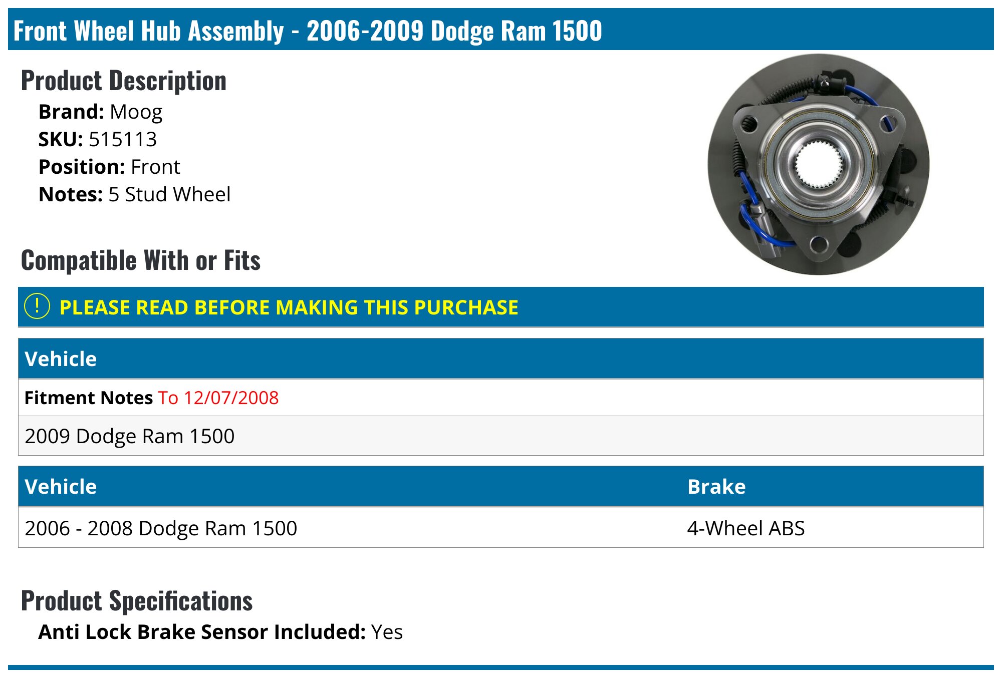 MasterPro Wheel Bearing And Hub Assembly 515113 | O'Reilly Auto Parts