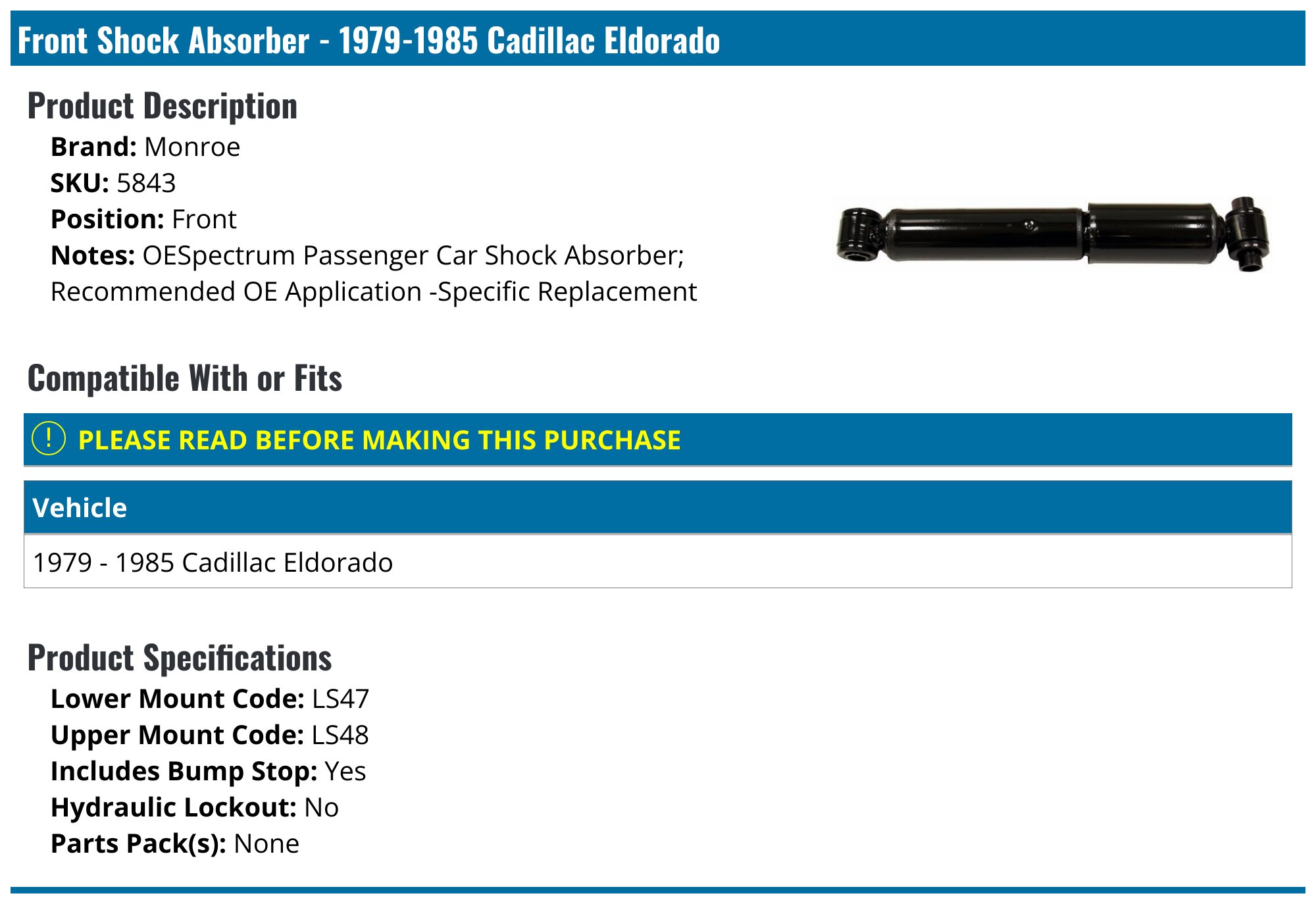 AC Delco Rear Shock Absorber Kit For 1997-2002 Cadillac Eldorado – Air Lift Set